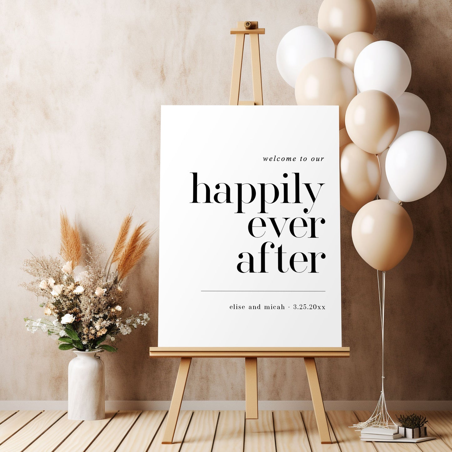 Wedding Welcome to Our Happily Ever After Sign . Minimalist Wedding Welcome Template . PRINTABLE Editable Poster . Instant Download Templett