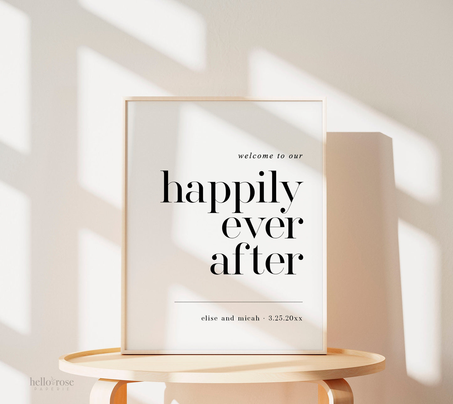 Wedding Welcome to Our Happily Ever After Sign . Minimalist Wedding Welcome Template . PRINTABLE Editable Poster . Instant Download Templett