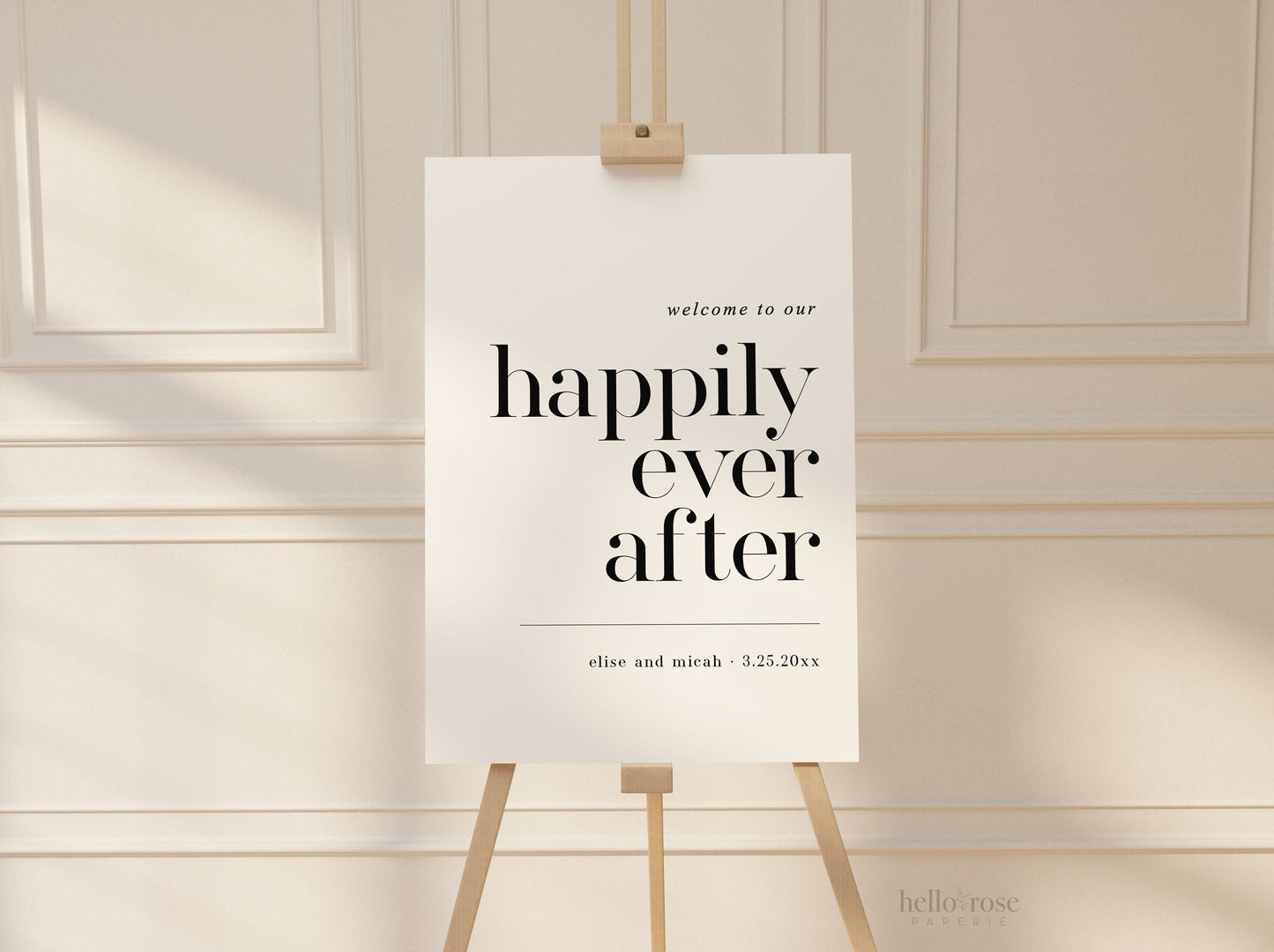 Wedding Welcome to Our Happily Ever After Sign . Minimalist Wedding Welcome Template . PRINTABLE Editable Poster . Instant Download Templett