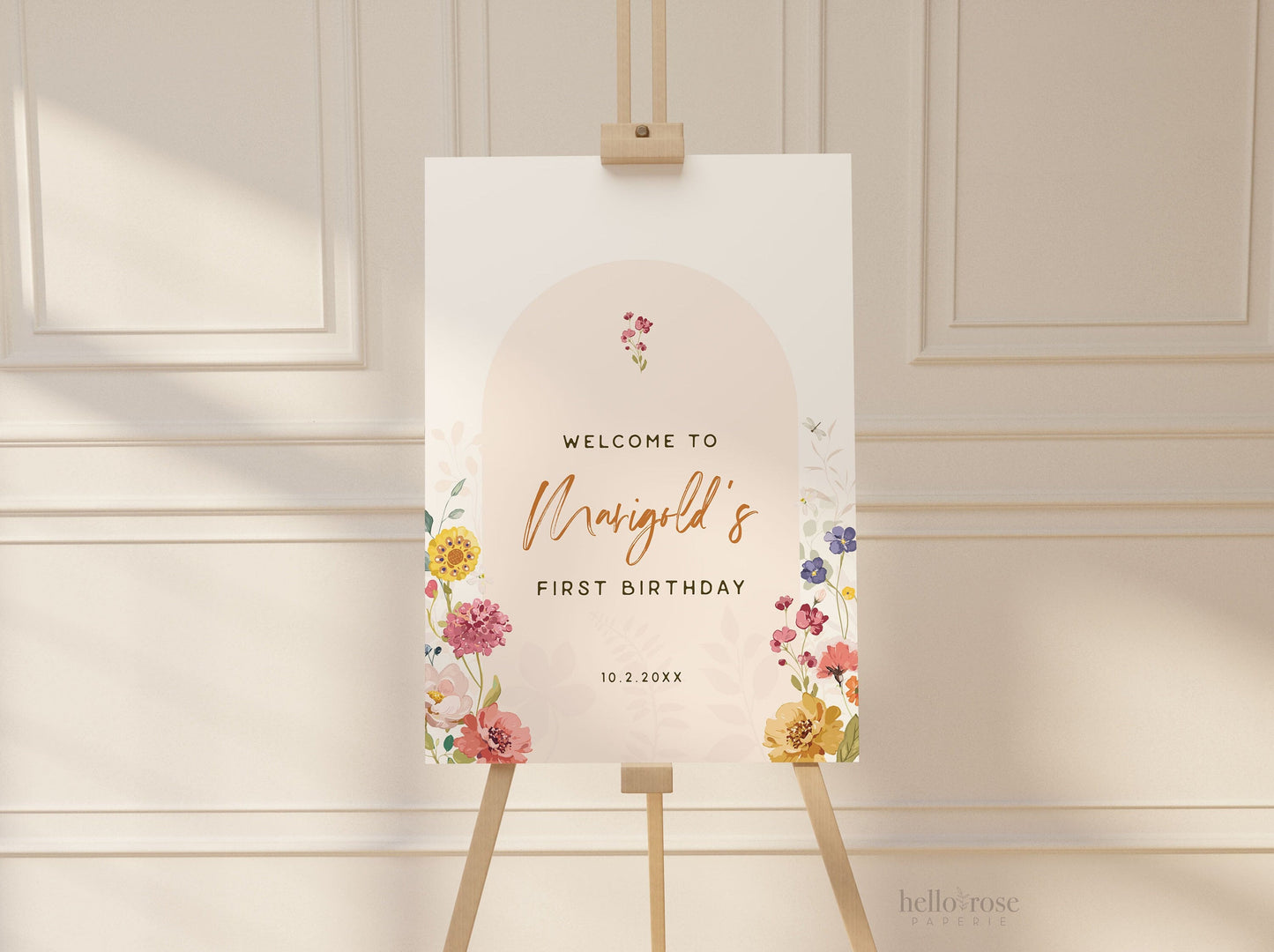 First Birthday Welcome Sign Template . Wildflowers Girl 1st Birthday . PRINTABLE Editable Poster . Instant Download Templett