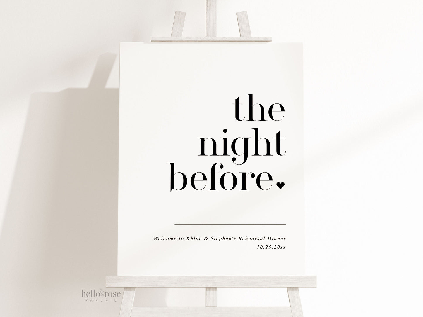 The Night Before Rehearsal Dinner Welcome Sign . Minimalist Wedding Welcome Template . PRINTABLE Editable Poster . Instant Download Templett