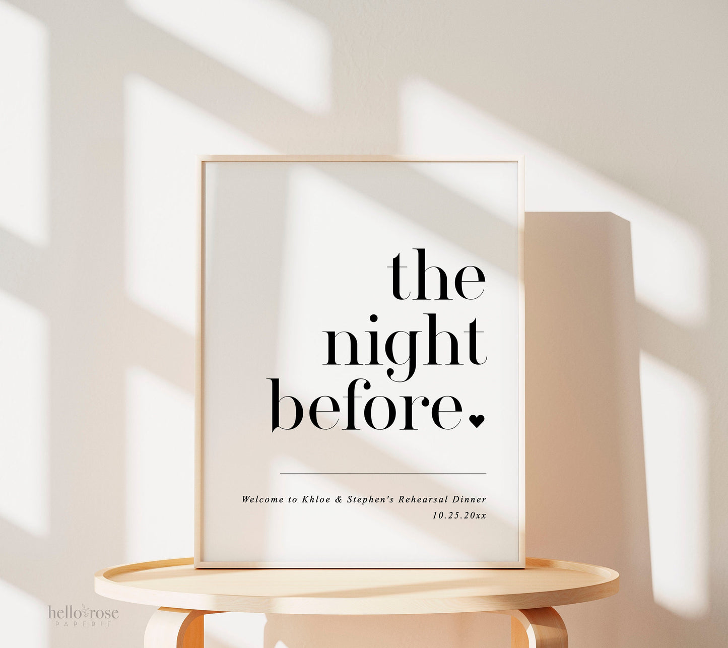 The Night Before Rehearsal Dinner Welcome Sign . Minimalist Wedding Welcome Template . PRINTABLE Editable Poster . Instant Download Templett