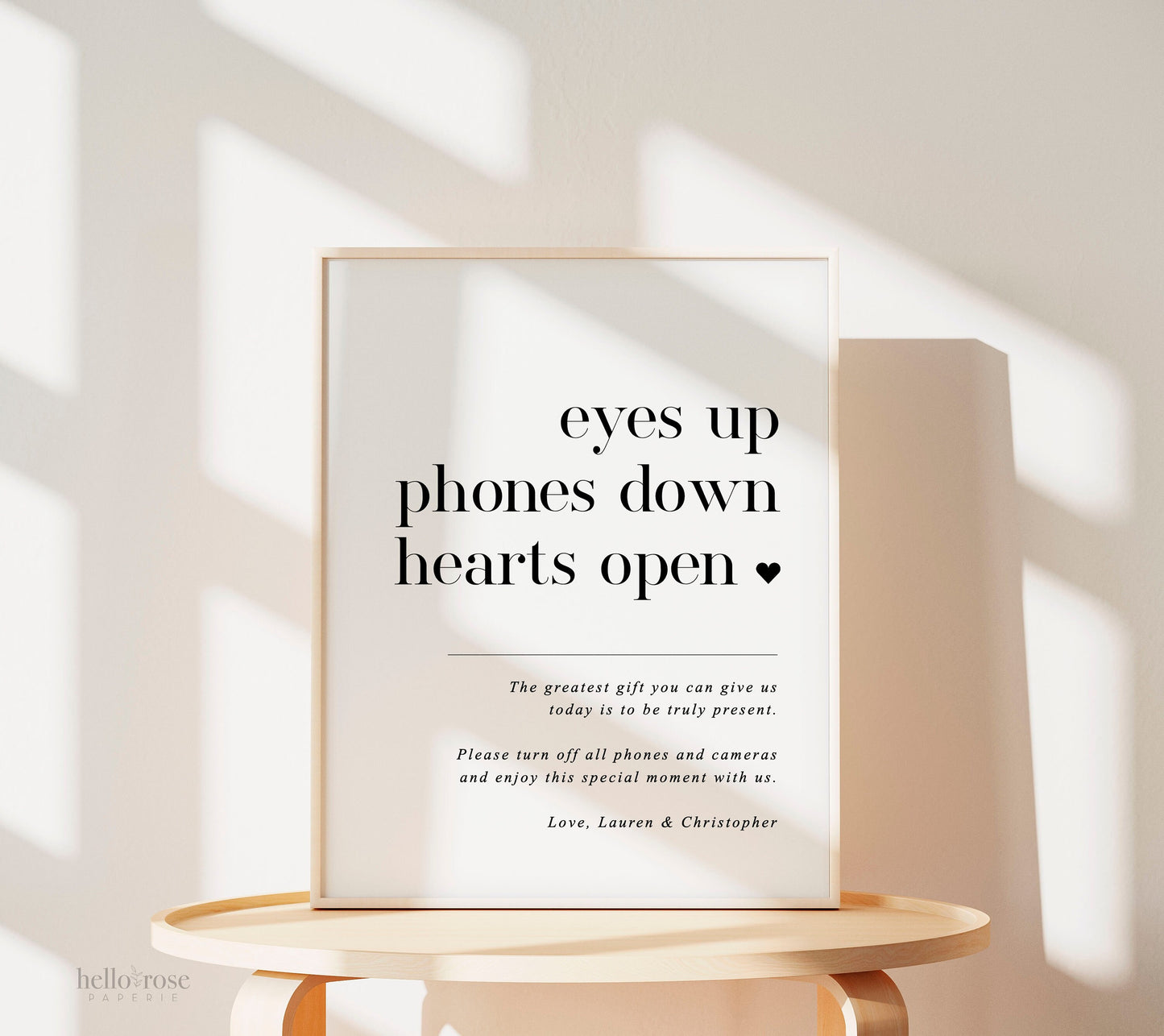 Unplugged Ceremony Wedding Sign . No Phones Minimalist Wedding Welcome Template . PRINTABLE Editable Poster . Instant Download Templett