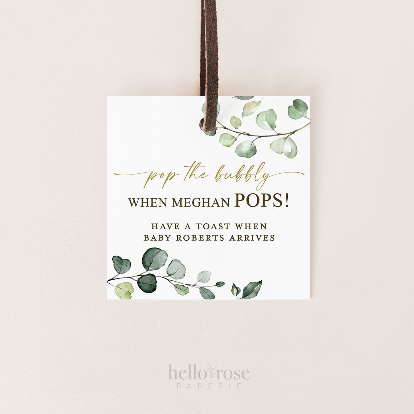 Pop the Bubbly When She Pops Tags Stickers . Personalized Champagne Baby Shower Favors . Editable PRINTABLE Templett Instant Download G2-T
