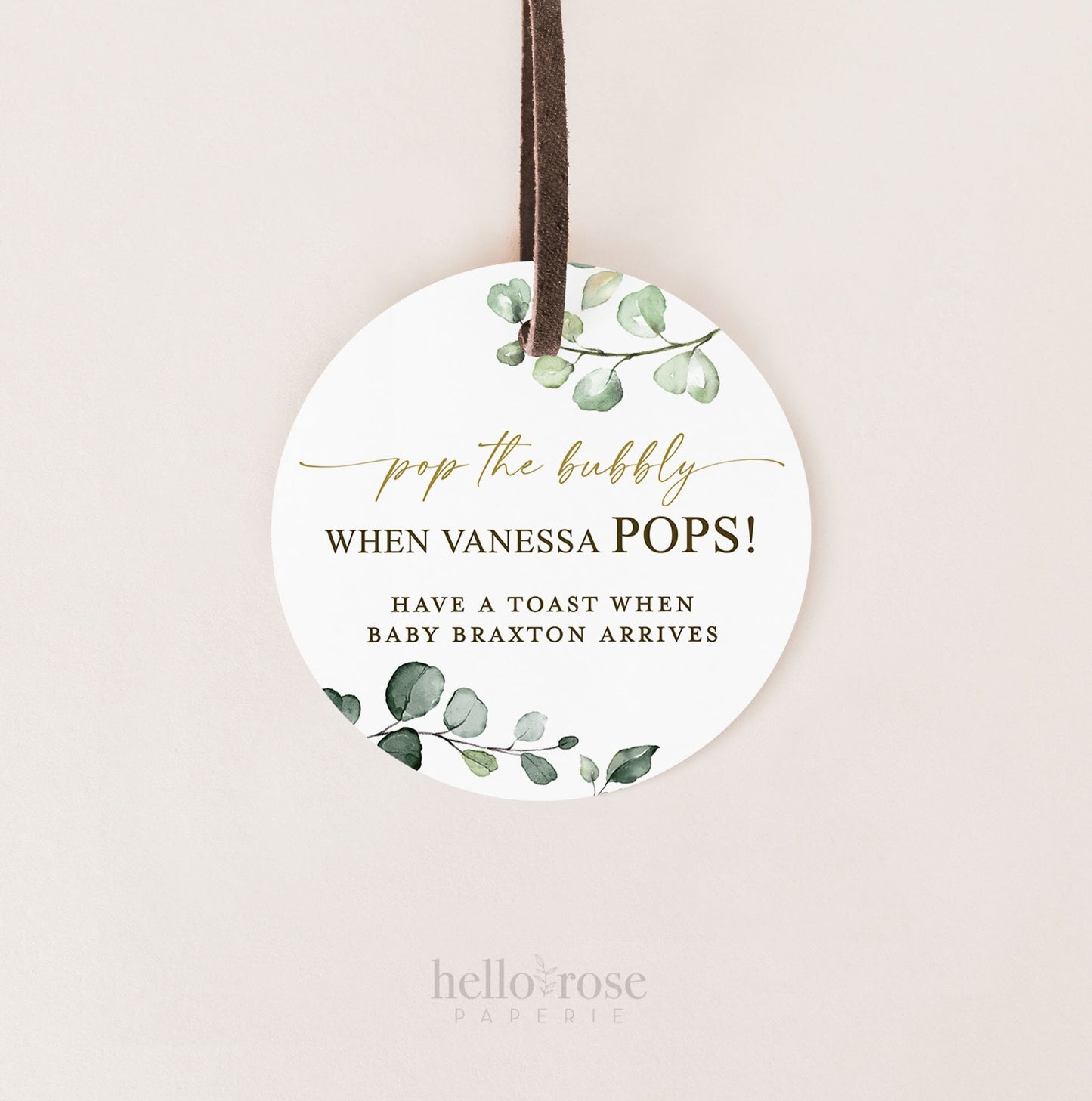 Pop the Bubbly When She Pops Tags Stickers . Personalized Champagne Baby Shower Favors . Editable PRINTABLE Templett Instant Download G2-T