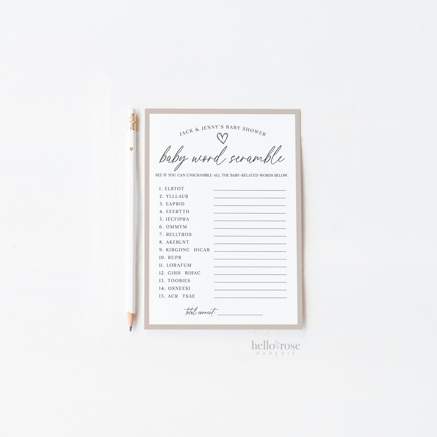 Baby Word Scramble Game . Gender Reveal or Baby Shower . Boy Girl Neutral Boho . PRINTABLE Editable Template Instant Download Templett GR-T