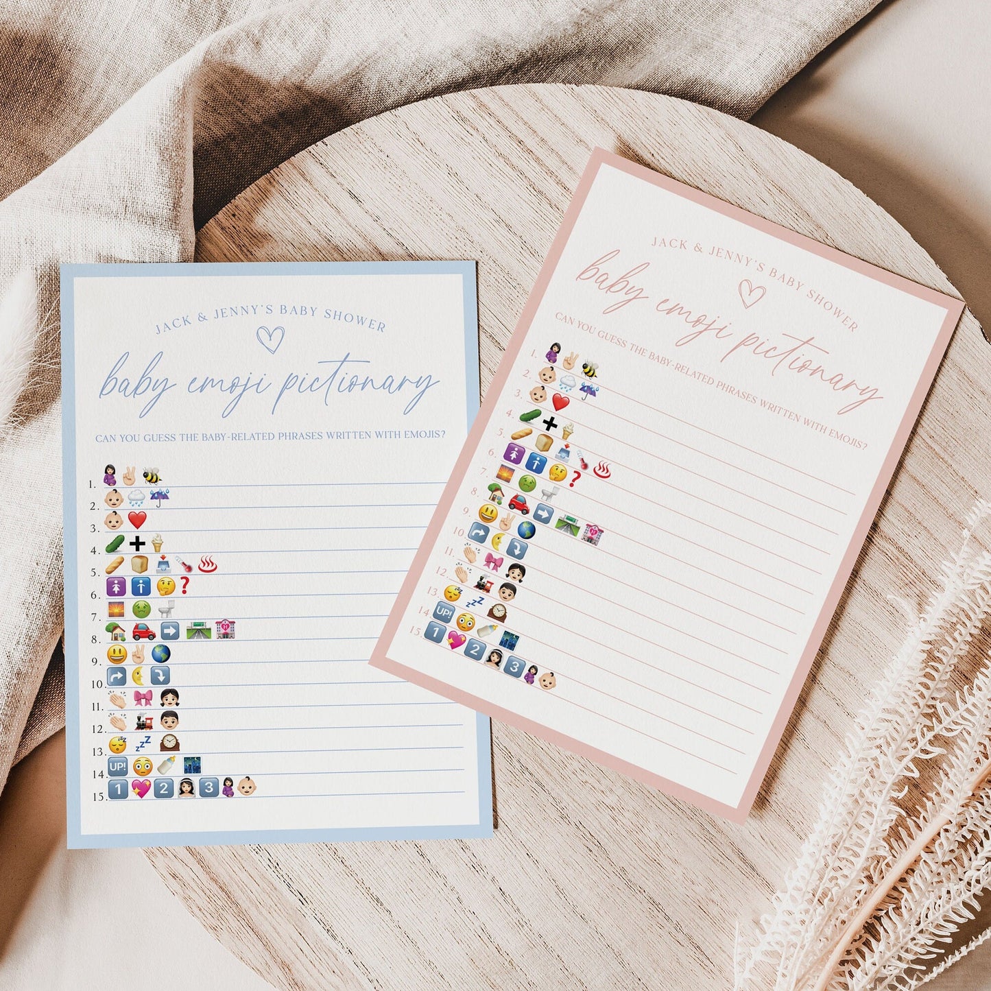 Baby Emoji Pictionary Game . Gender Reveal Baby Shower . Boy Girl Neutral Boho . PRINTABLE Editable Template Instant Download Templett GR-T