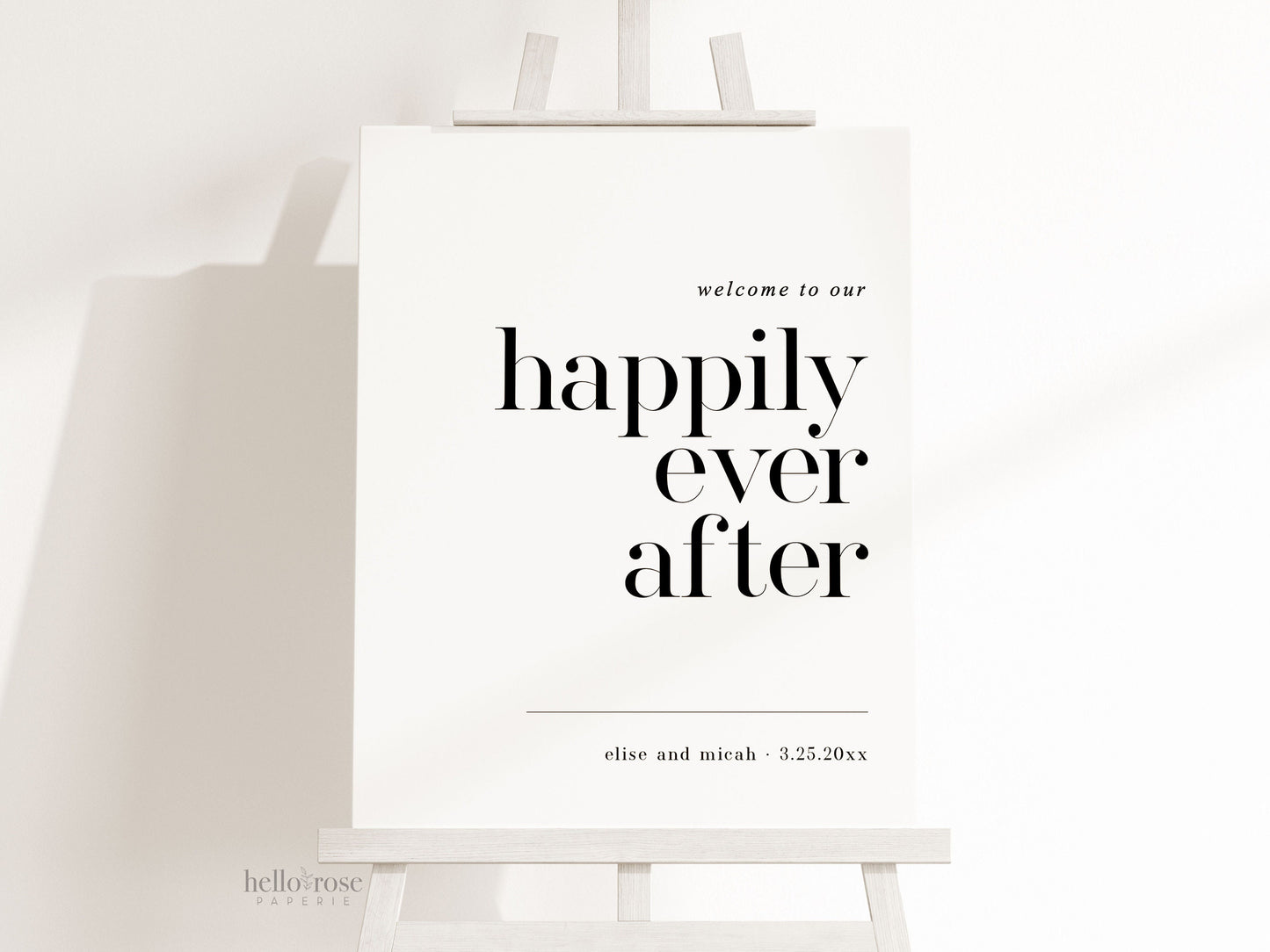 Wedding Welcome to Our Happily Ever After Sign . Minimalist Wedding Welcome Template . PRINTABLE Editable Poster . Instant Download Templett