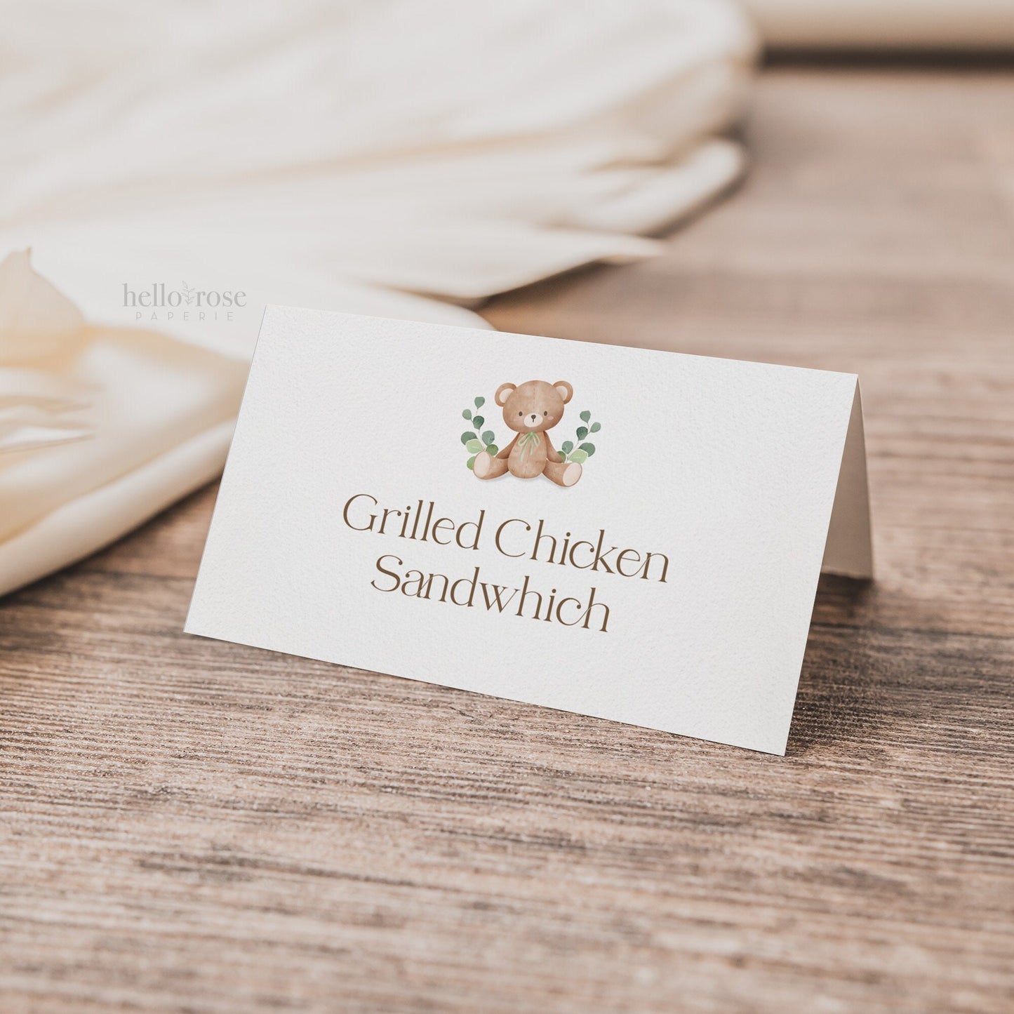 Food Label Card . Foldable Buffet Cupcakes Tent Card . Teddy Bear Baby Shower Blue Boy . PRINTABLE Editable Templett Instant Download . B1-T