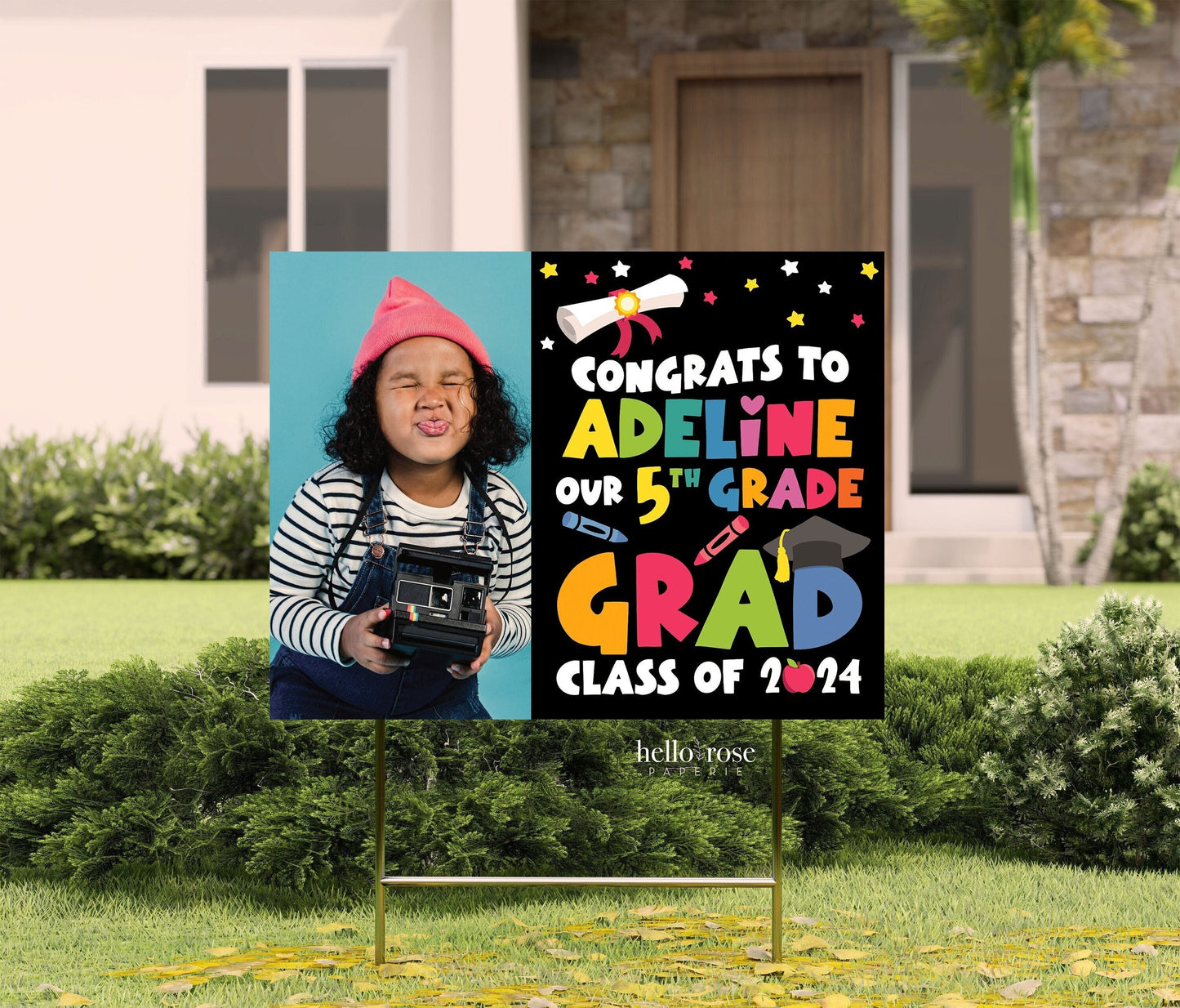 PRINTABLE Graduation Parade Yard Sign with photo . PreK, Kindergarten, 1st, 2nd, 3rd, 4th, 5th Grade . PRINTABLE Digital Download