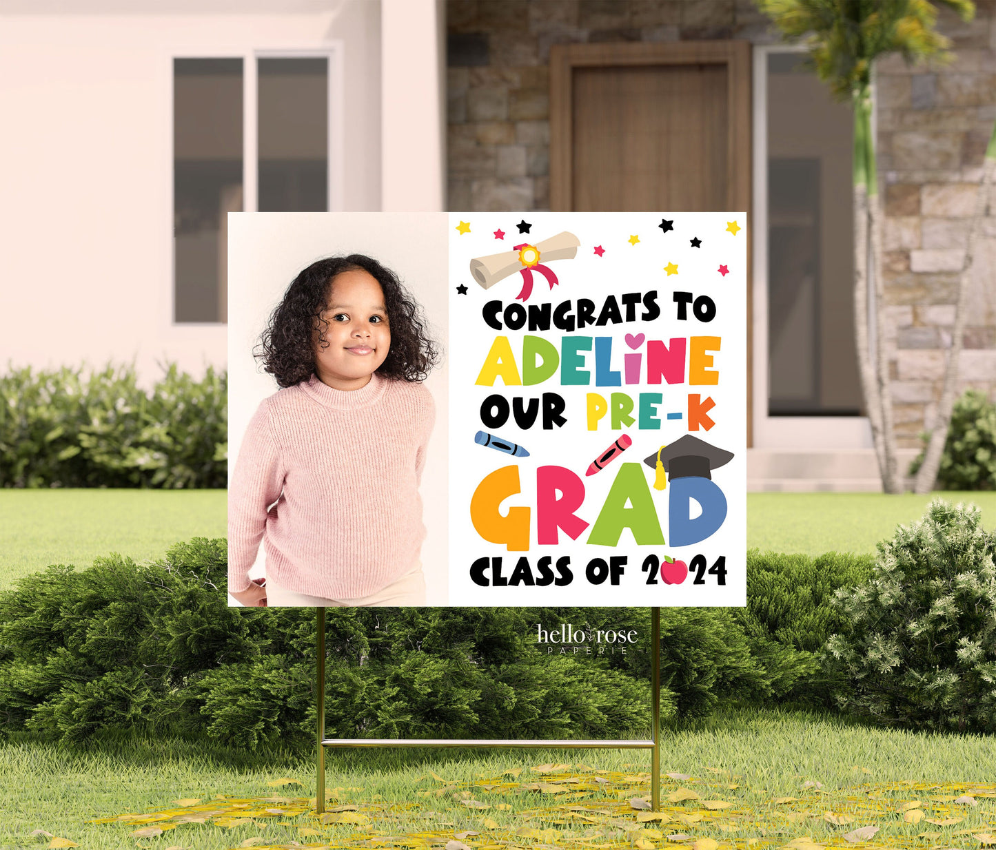 PRINTABLE Graduation Parade Yard Sign with photo . PreK, Kindergarten, 1st, 2nd, 3rd, 4th, 5th Grade . PRINTABLE Digital Download
