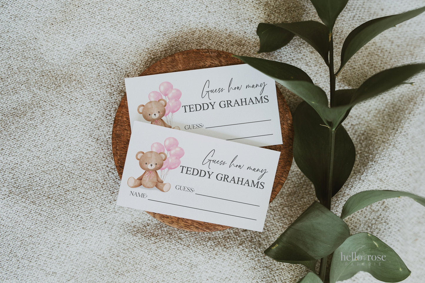 Guess How Many Teddy Grahams Baby Shower Game, Teddy Bear Girl with Pink Balloons, Baby Sprinkle, We Can Bearly Wait, Template Download