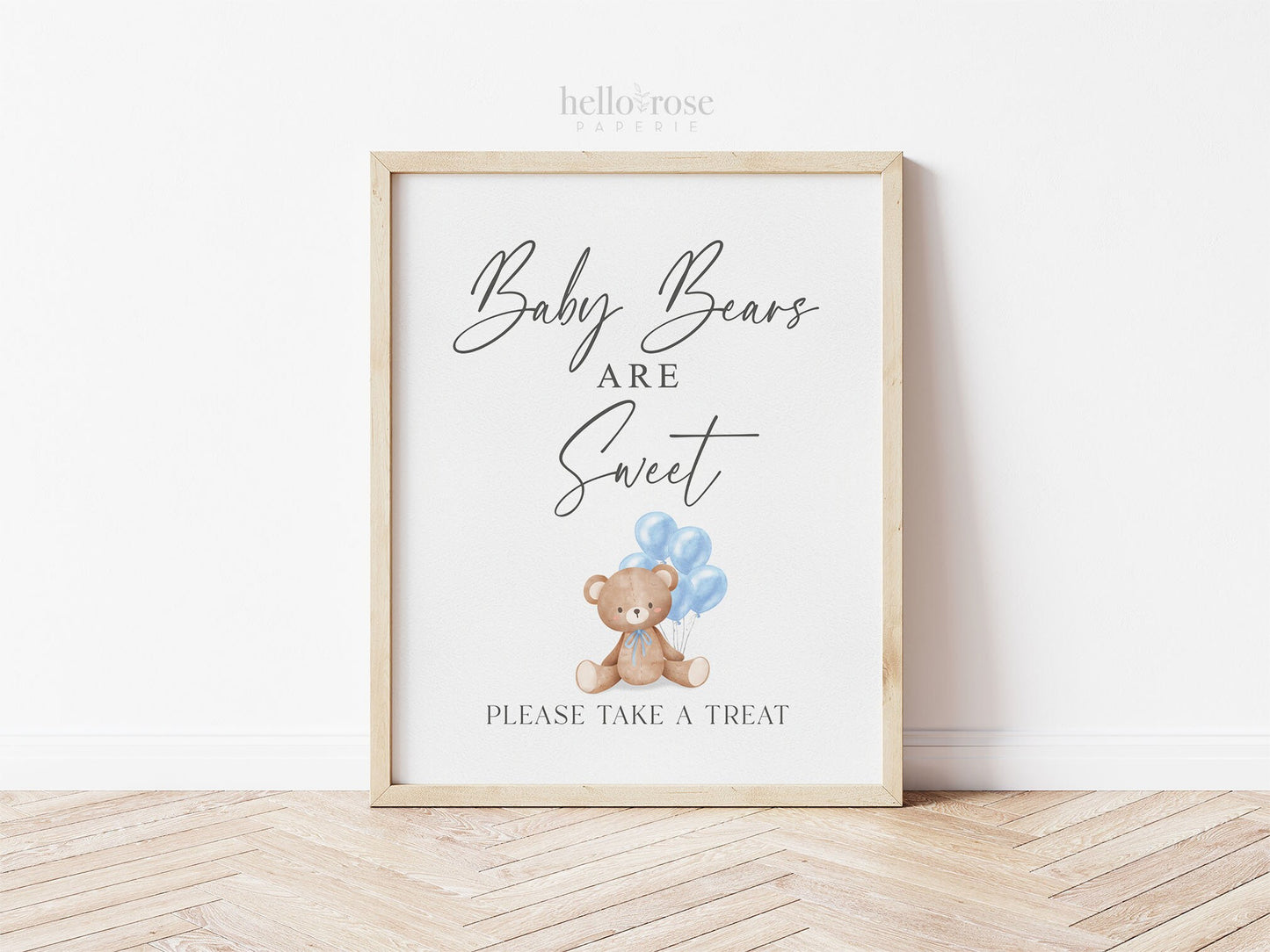 Babies Are Sweet Please Take a Treat Baby Shower Favors Sign, Bear with Blue Balloons, Boy Baby Shower, Baby Sprinkle, Template Download