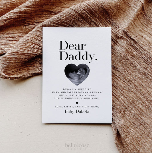 Valentines Day Dear Daddy Gift for First Time Dad, Sonogram Ultrasound Gift from Kids, Fathers Day Pregnancy Announcement . PRINTABLE