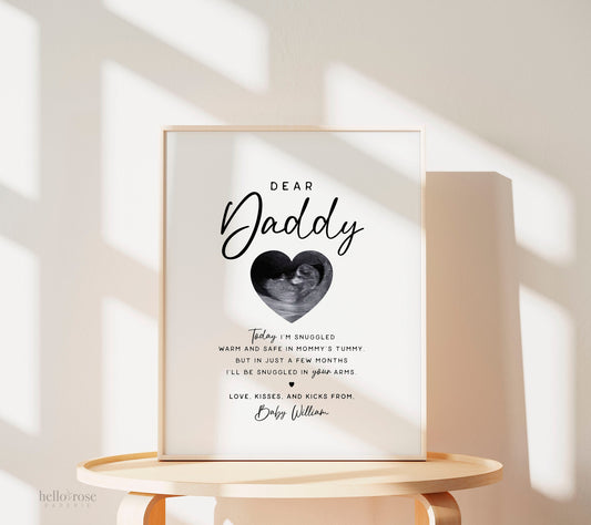Dear Daddy Gift for First Time Dad, Sonogram Ultrasound Gift from Kids, Fathers Day Pregnancy Announcement . Minimalist PRINTABLE DOWNLOAD