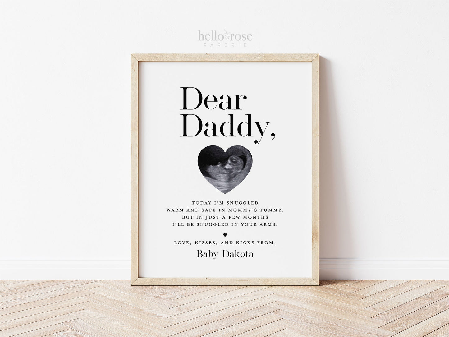 Valentines Day Dear Daddy Gift for First Time Dad, Sonogram Ultrasound Gift from Kids, Fathers Day Pregnancy Announcement . PRINTABLE