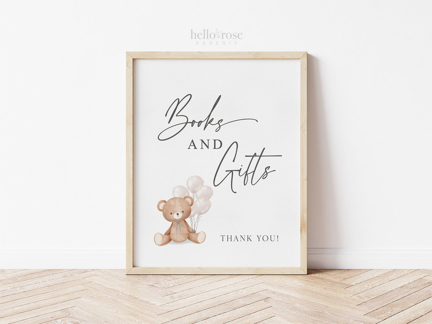 Books and Gifts Baby Shower Sign, Teddy Bear Beige Balloons, Girl Boy Baby Shower Sprinkle, We Can Bearly Wait, Template Download TEMPLETT