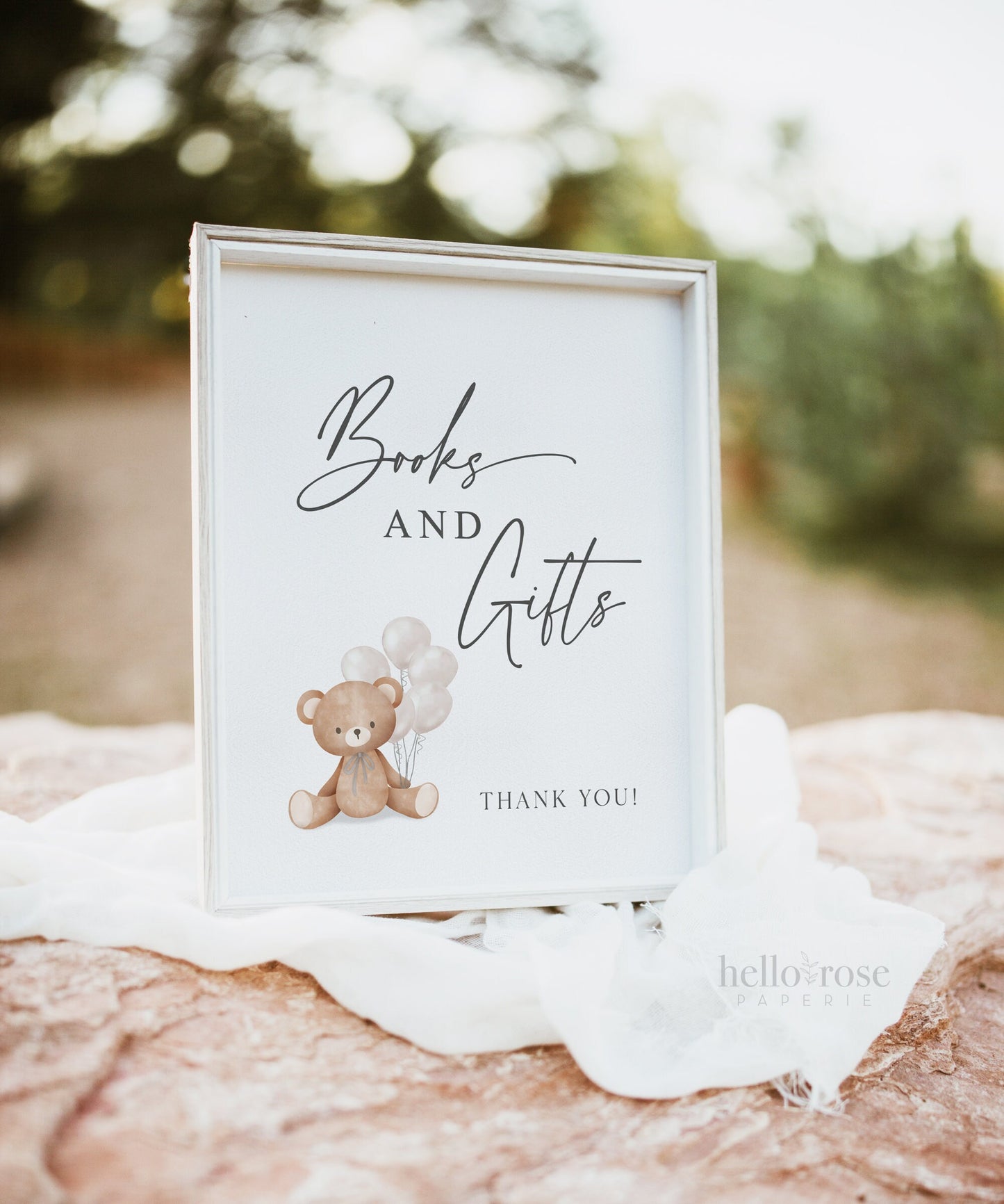 Books and Gifts Baby Shower Sign, Teddy Bear Beige Balloons, Girl Boy Baby Shower Sprinkle, We Can Bearly Wait, Template Download TEMPLETT