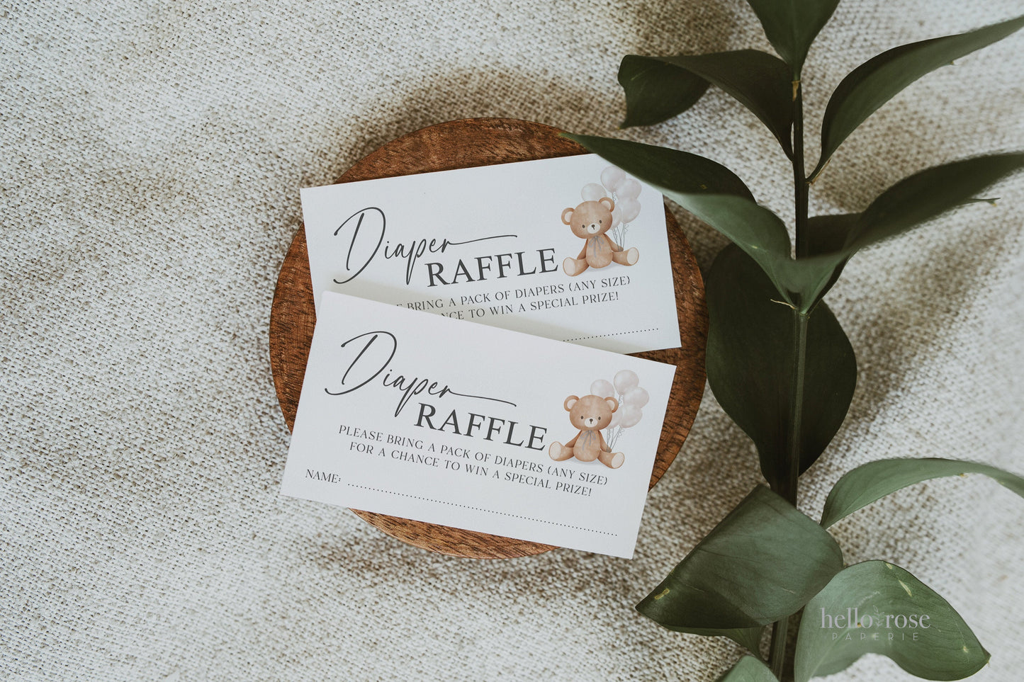 Diaper Raffle Baby Shower Game Sign + Cards, Teddy Bear Girl with White Balloons, Couples Shower, Baby Sprinkle, Template Download Templett