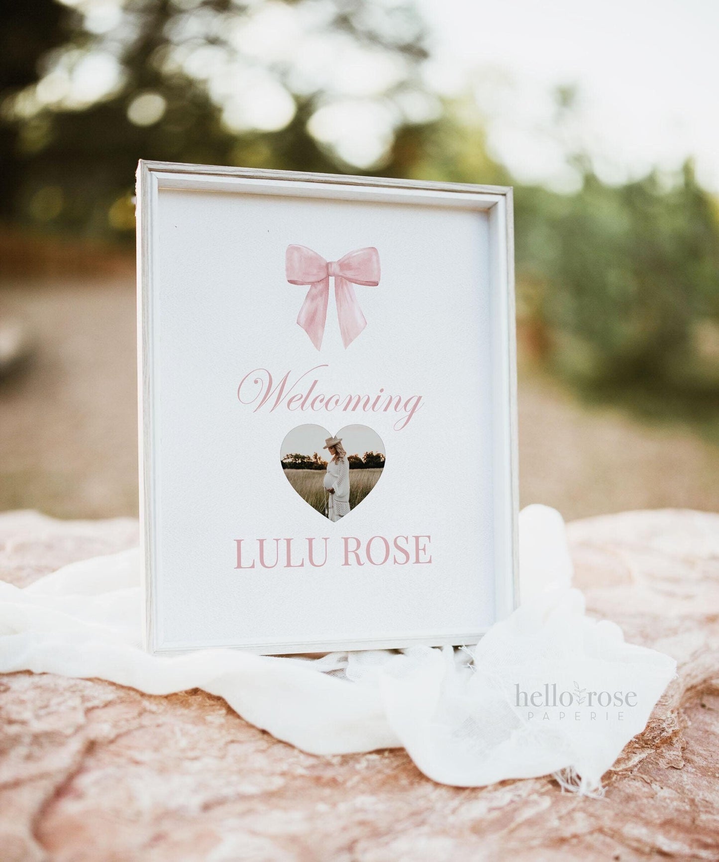 Welcoming Baby Pink Bow Baby Shower, Personalized Ultrasound Sonogram Sign, Girl Baby Bow Decor, Editable Template Digital Download TEMPLETT