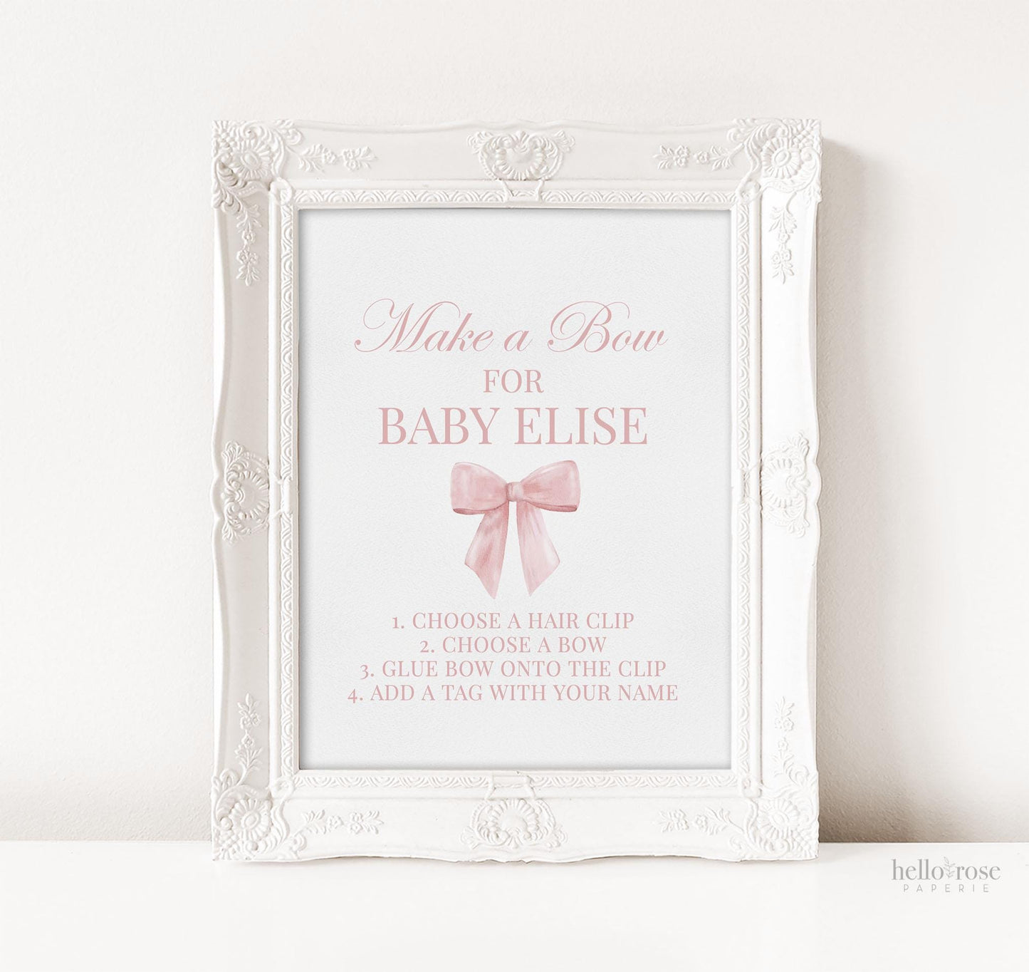 Make a Bow for Baby Pink Bow Baby Shower, Bow Making Station Sign, Girl Baby Sprinkle, Editable Template Digital Download TEMPLETT