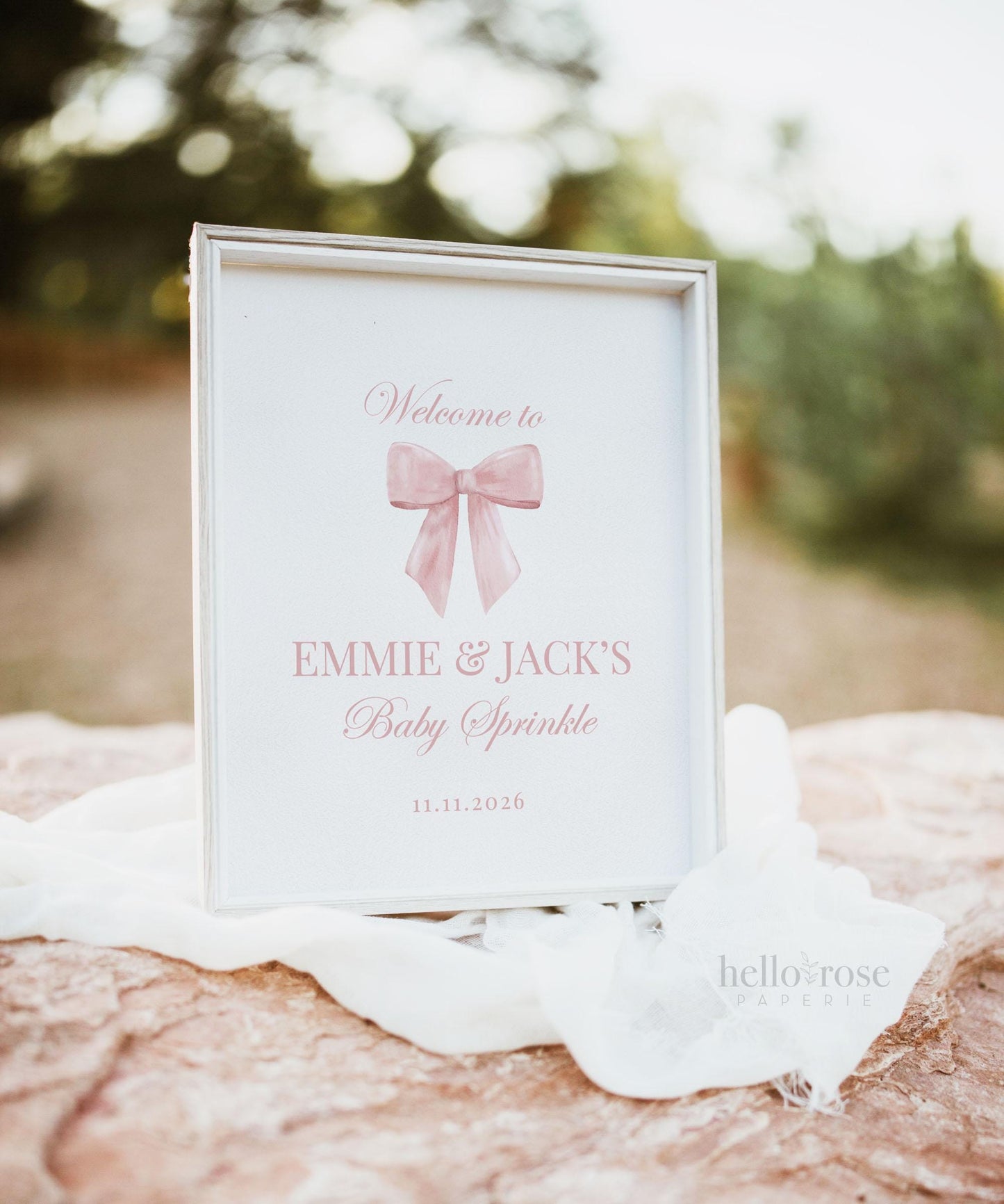 Editable Welcome Sign, Pink Bow Baby Shower, Girl Baby Sprinkle, Birthday, Couples Shower, Template Digital Download TEMPLETT