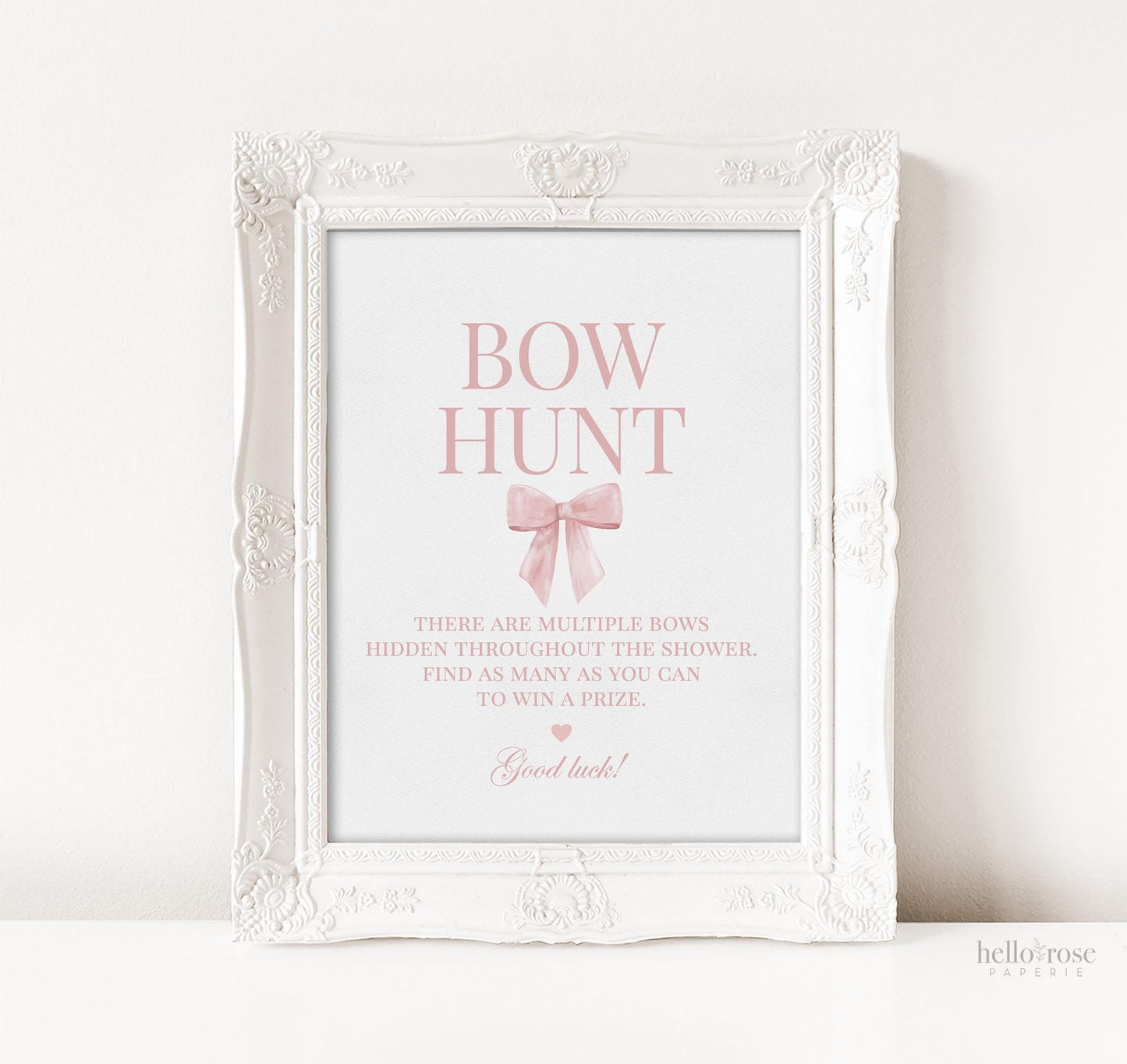 Bow Hunt Find the Bows Game, Pink Bow Baby Shower, Bow Counting Guess Game, Girl Baby Shower, Editable Template Digital Download TEMPLETT
