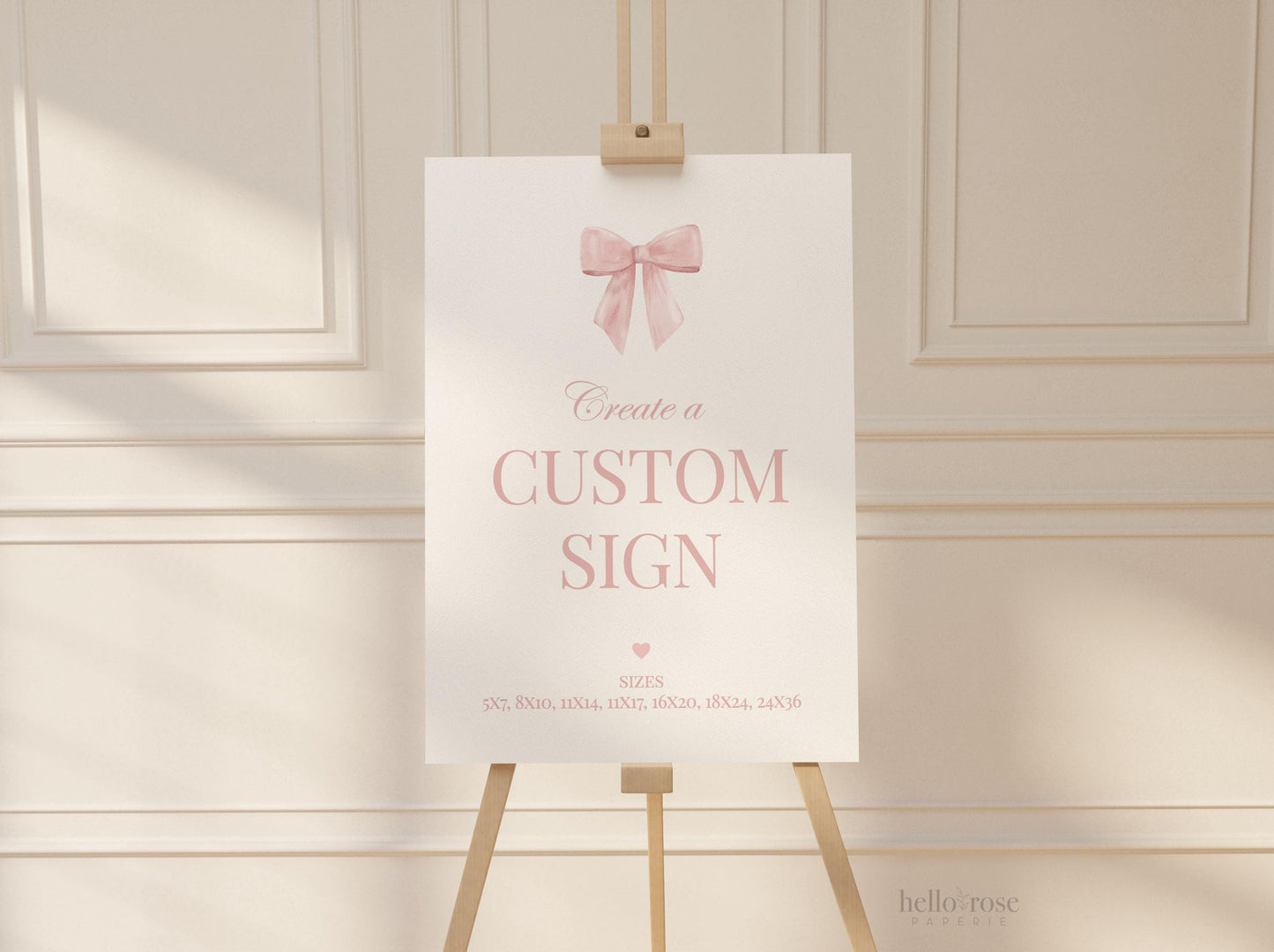 Custom Editable Sign Pink Bow, Baby Shower Baby Sprinkle, First Birthday Girl, Template Digital Download TEMPLETT