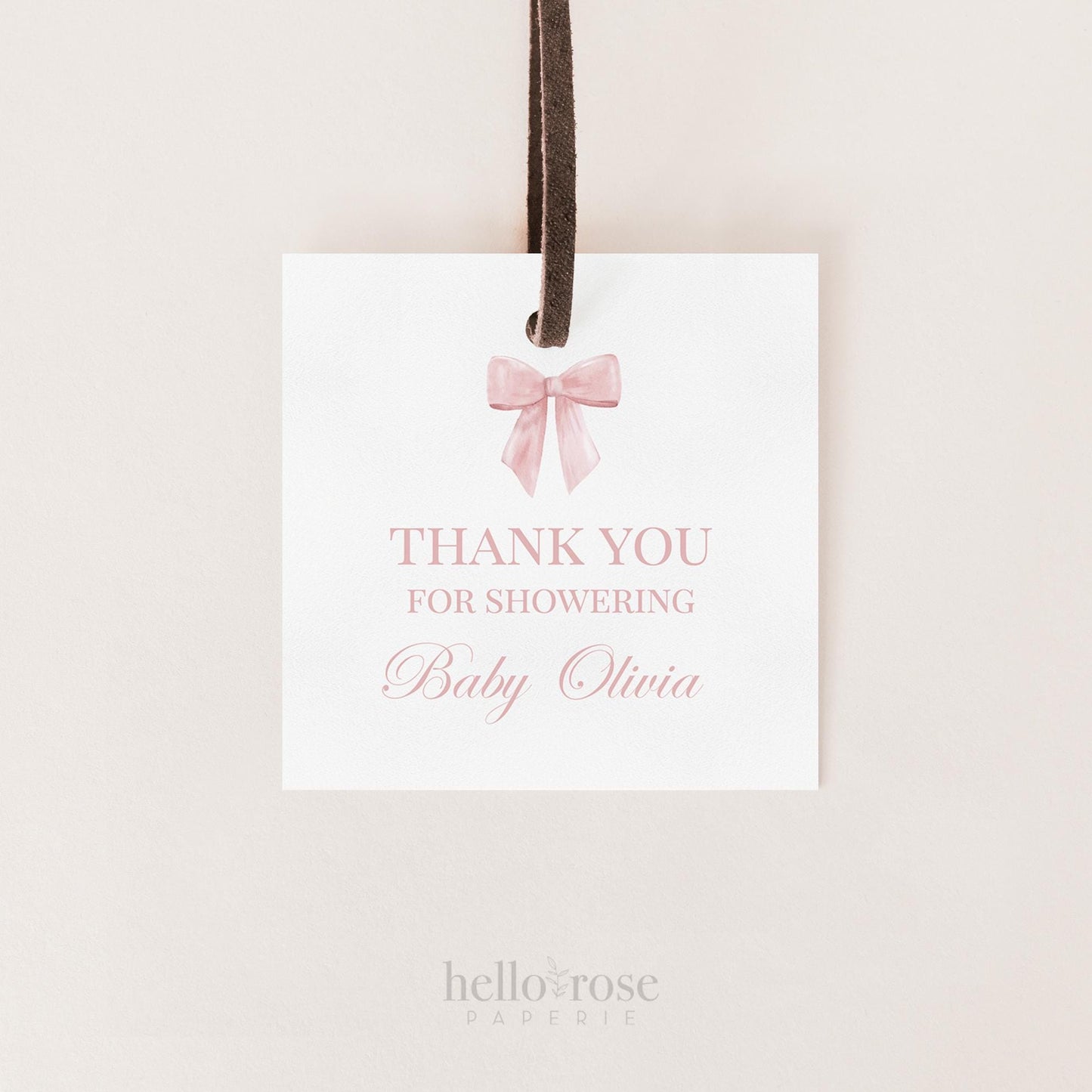 Thank You Favor Tags Pink Bow Template, Tags Stickers Labels, Baby Shower Sprinkle, Bridal Shower, Personalized Editable PRINTABLE Templett