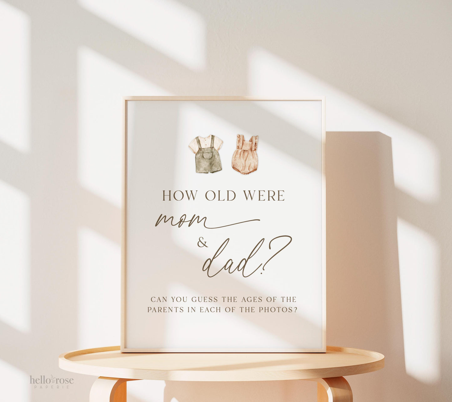 How Old Were Mom and Dad Baby Shower Game, Gender Reveal, How Old Were They, Boho Girl Boy Outfits, Editable Template Download TEMPLETT