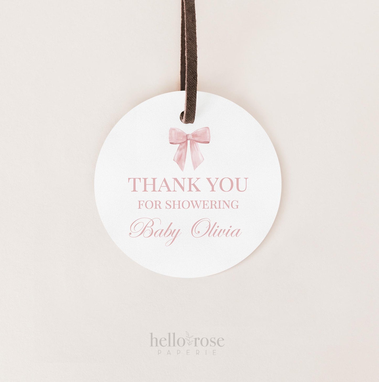 Thank You Favor Tags Pink Bow Template, Tags Stickers Labels, Baby Shower Sprinkle, Bridal Shower, Personalized Editable PRINTABLE Templett