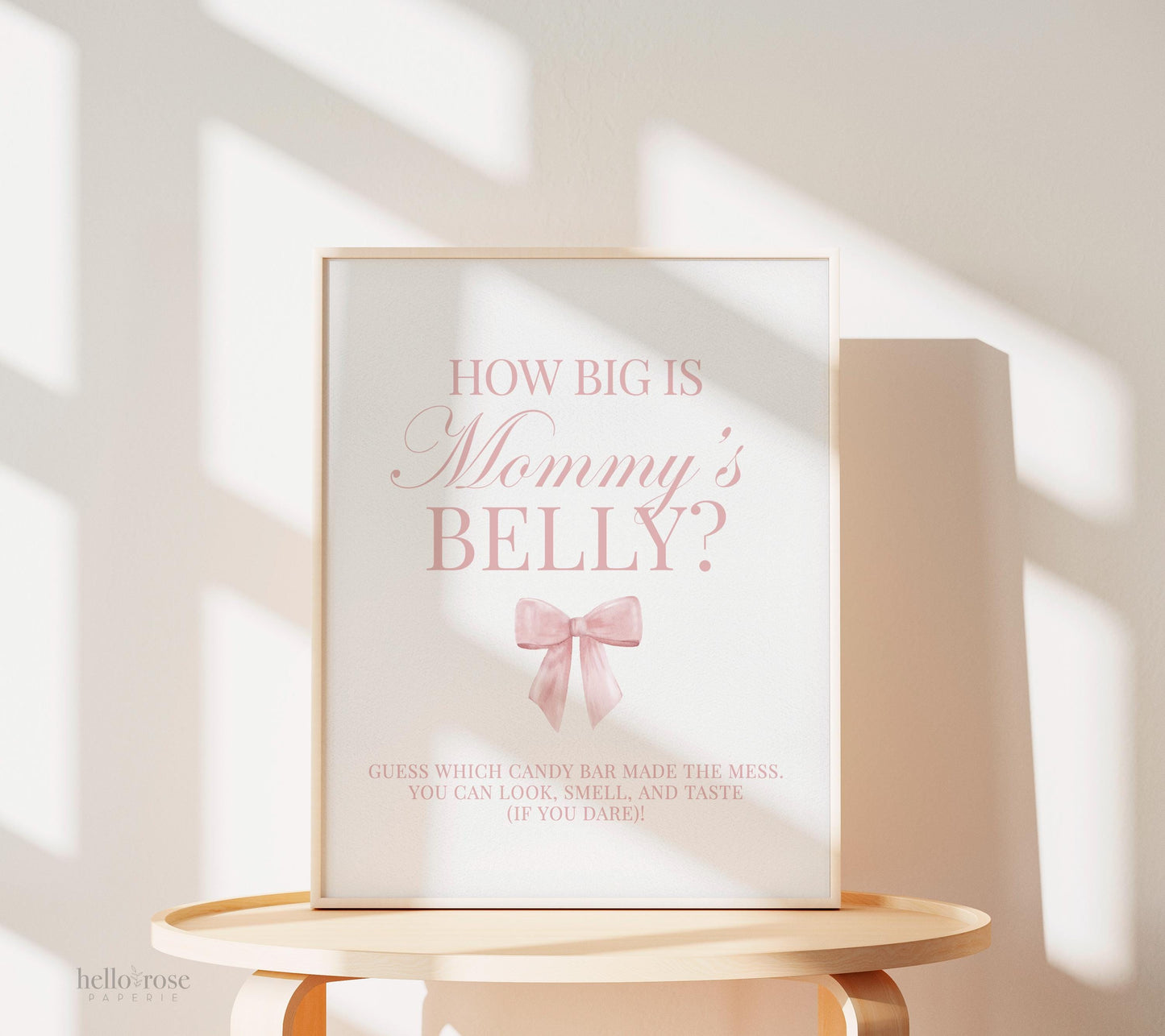 How Big is Mommy's Belly Pink Bow Baby Shower Game, Guess the Belly Size String Game, Girl Baby, Editable Template Digital Download TEMPLETT