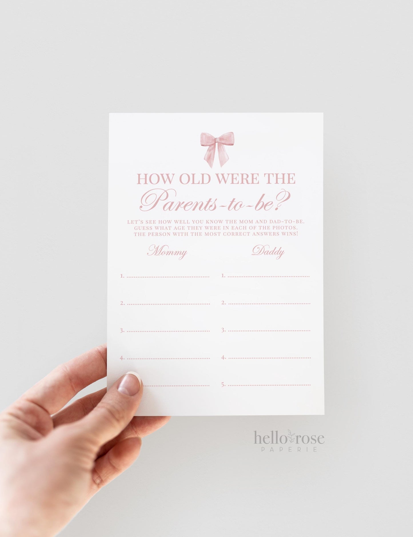How Old Were They Pink Bow Baby Shower Game, How Old Were Parents Mom and Dad, Baby Sprinkle, Editable Template Digital Download TEMPLETT