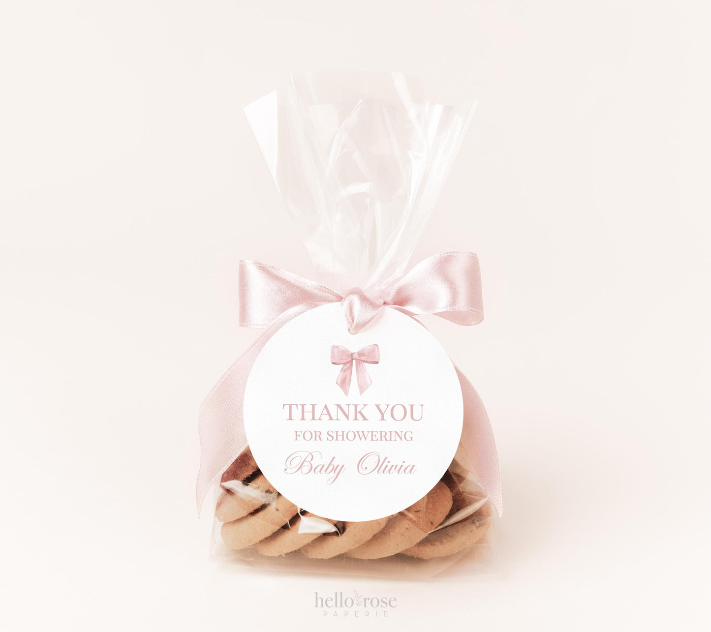 Thank You Favor Tags Pink Bow Template, Tags Stickers Labels, Baby Shower Sprinkle, Bridal Shower, Personalized Editable PRINTABLE Templett