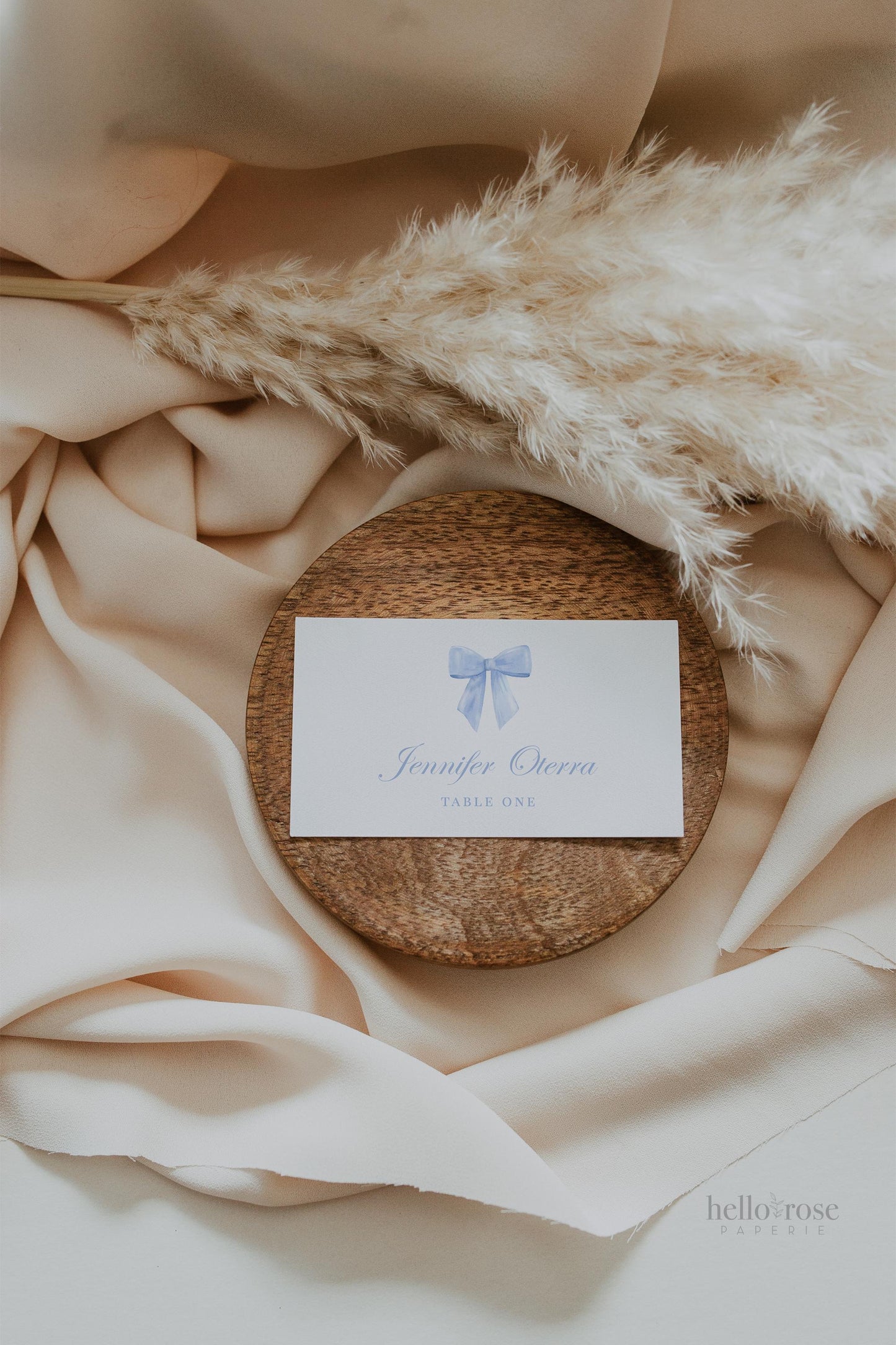 Blue Bow Place Card Editable Template, Table Name Food Tent Card Tag, Bridal Bachelorette Baby Shower Sprinkle, PRINTABLE Download TEMPLETT