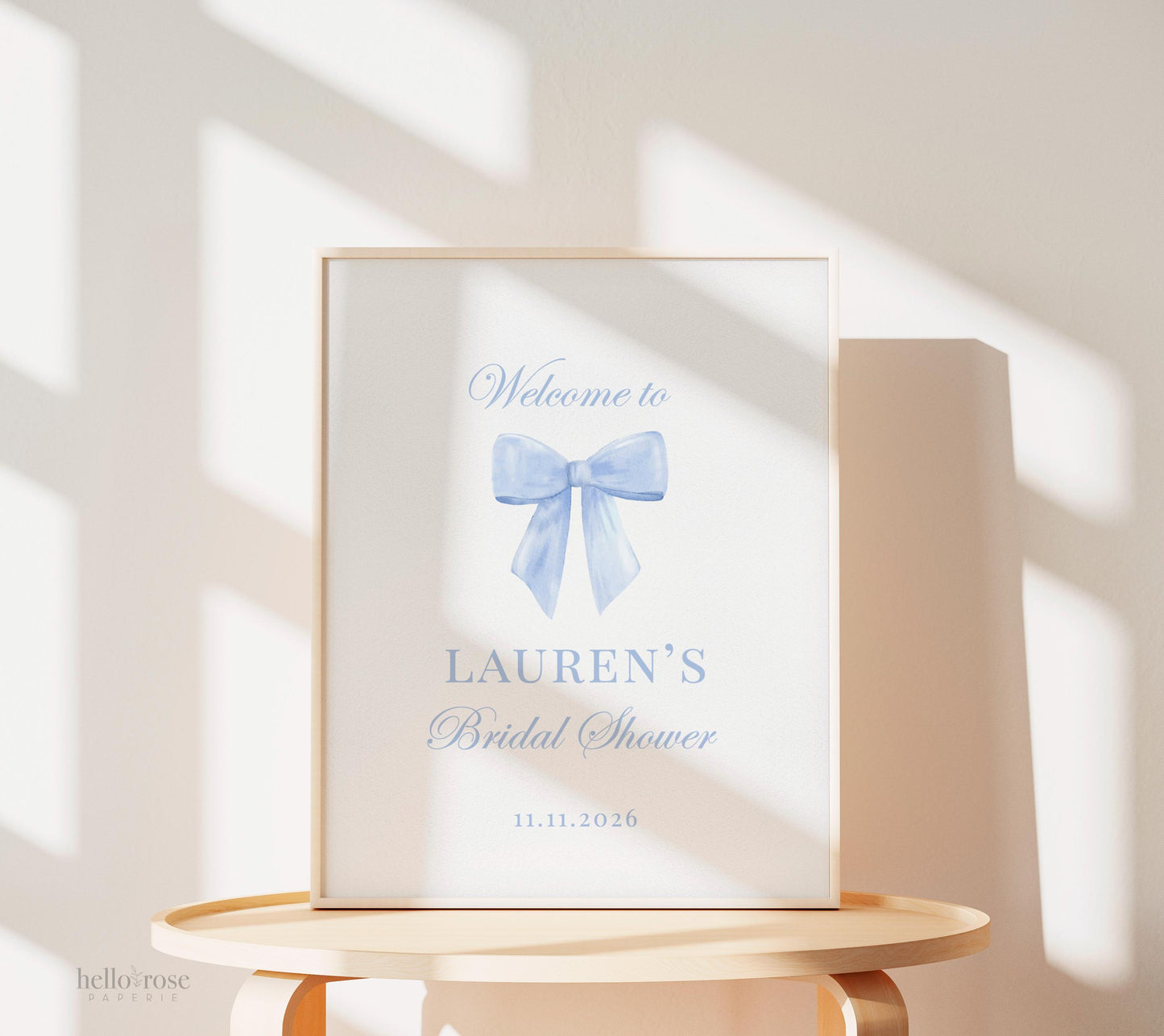 Bow Welcome Sign, Blue Bow Bridal Shower, Bachelorette Party, Birthday, Couples Shower, Printable Editable Template Download TEMPLETT