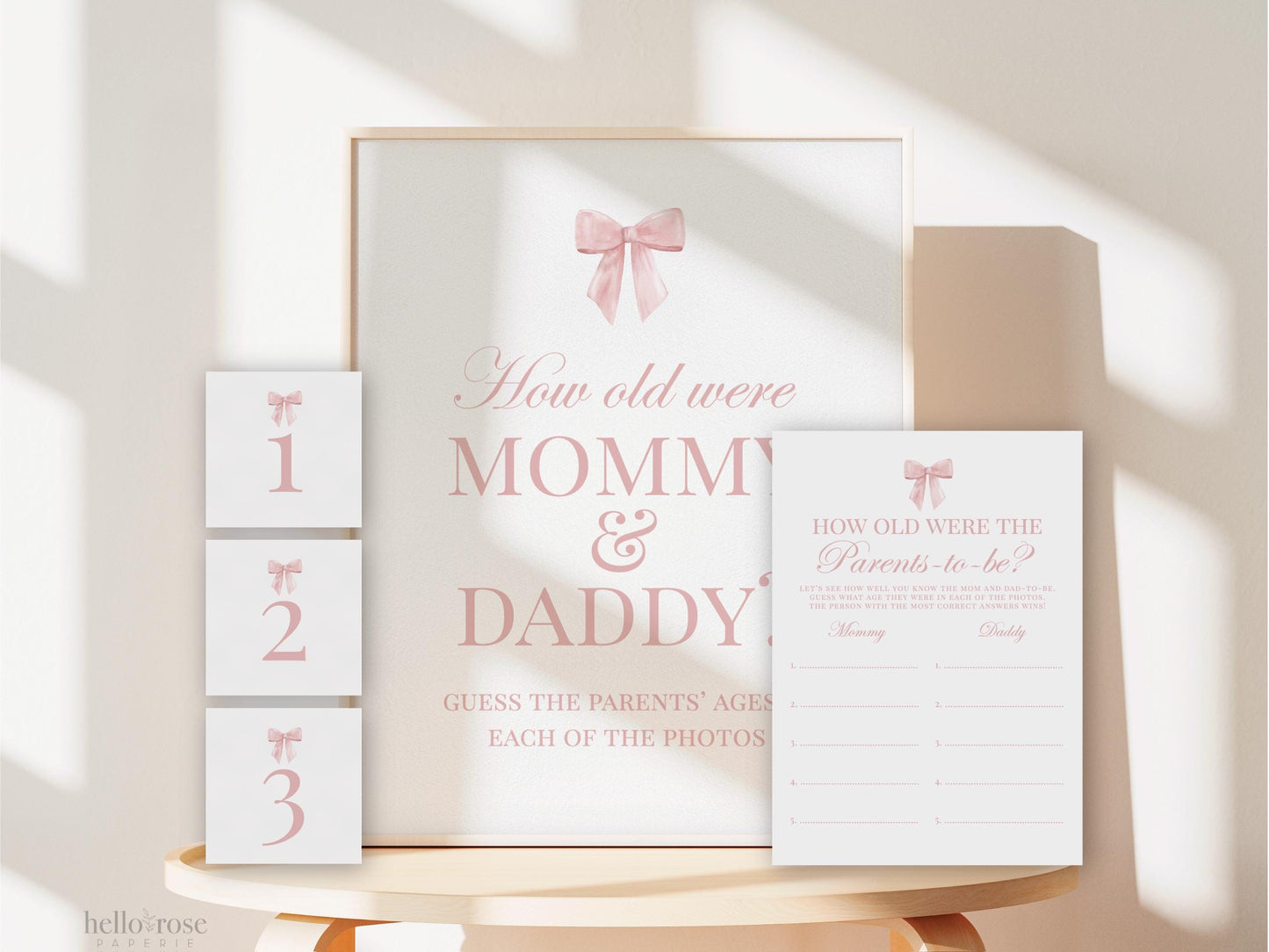 How Old Were They Pink Bow Baby Shower Game, How Old Were Parents Mom and Dad, Baby Sprinkle, Editable Template Digital Download TEMPLETT