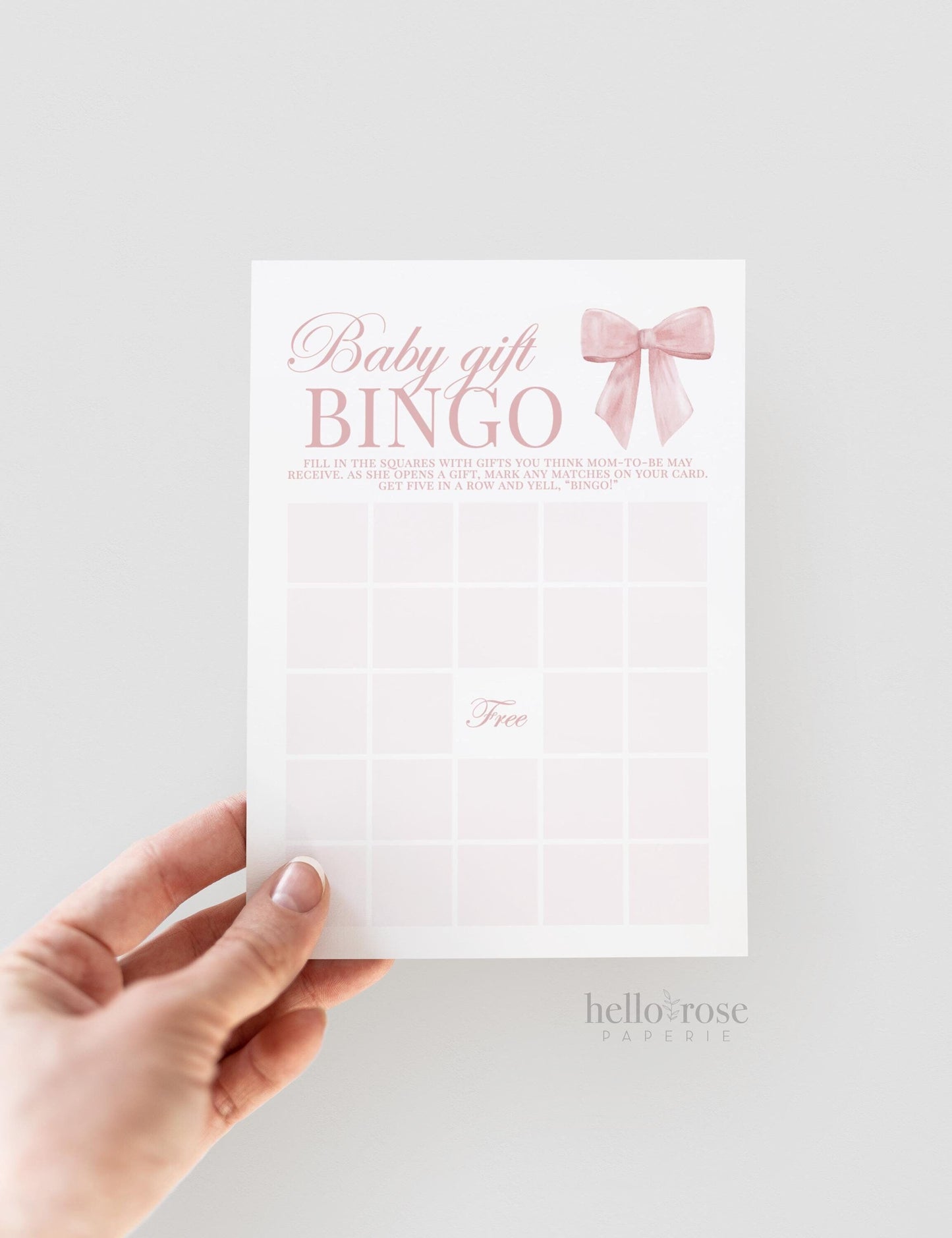 Baby Gift Bingo Pink Bow Baby Shower Game, Girl Baby Sprinkle Game, Printable Editable Template Instant Digital Download TEMPLETT
