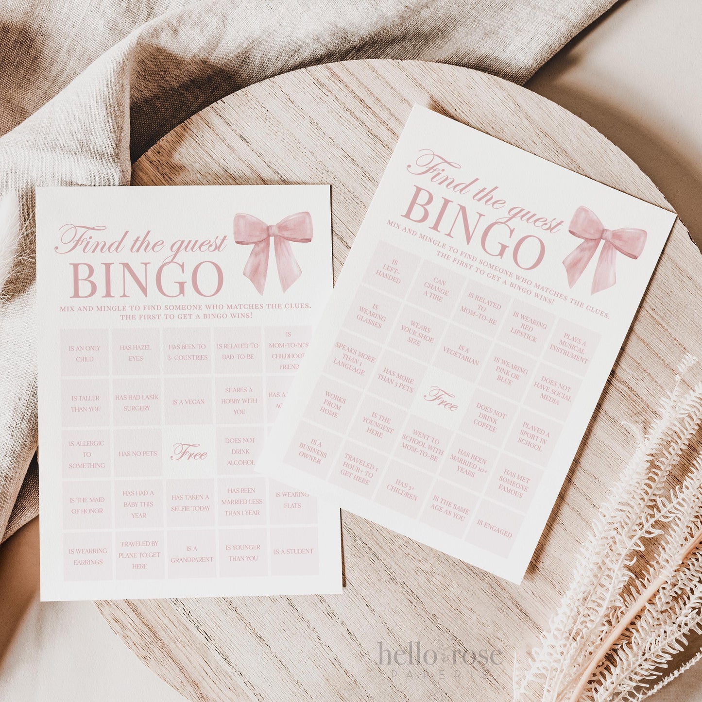 Find the Guest Bingo Pink Bow Baby Shower Game, Girl Baby Sprinkle Game, Printable Editable Template Instant Digital Download TEMPLETT