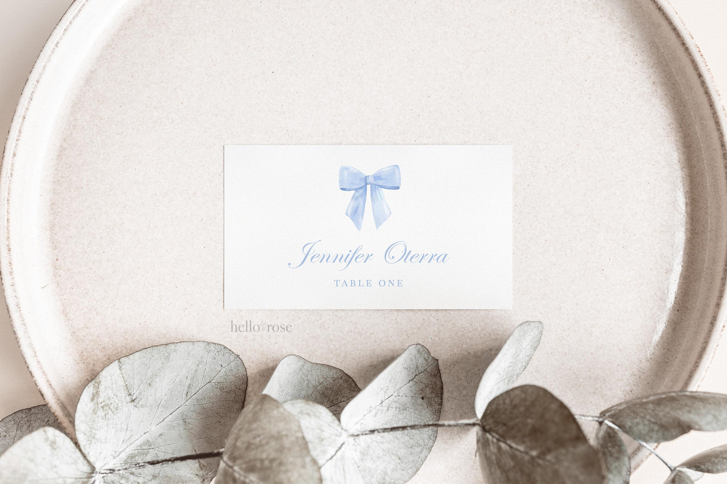 Blue Bow Place Card Editable Template, Table Name Food Tent Card Tag, Bridal Bachelorette Baby Shower Sprinkle, PRINTABLE Download TEMPLETT