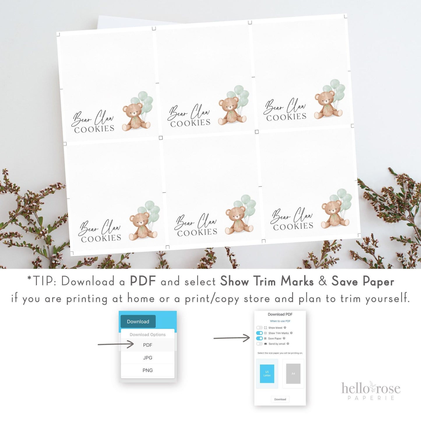 Bear Food Tent Place Card, Food Buffet Table Tent Card, Boy Girl Baby Shower Sprinkle, Green Balloons, PRINTABLE Editable Template TEMPLETT