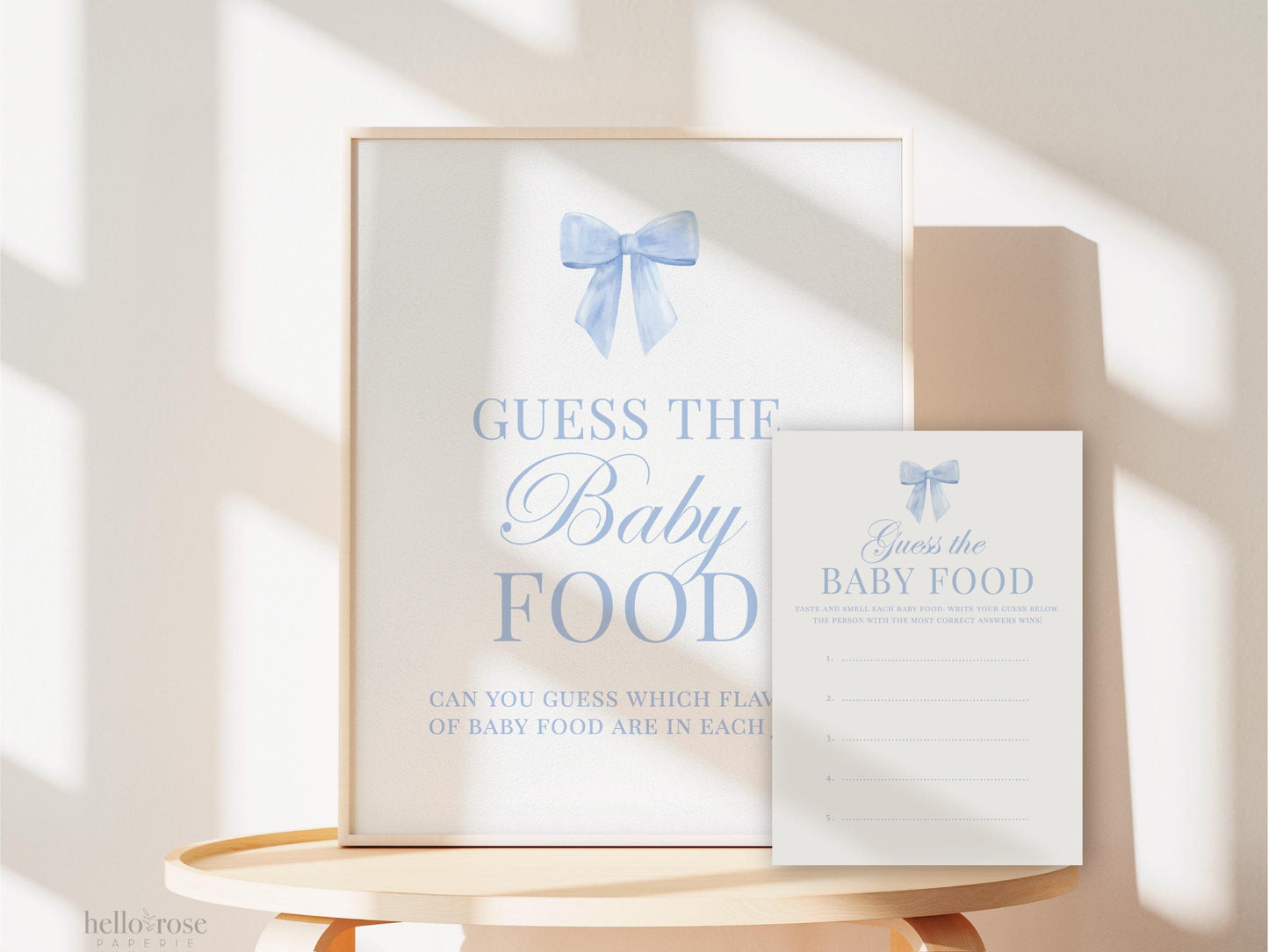 Guess the Baby Food Blue Bow Baby Shower Game, Guess the Baby Food Jar Game, Boy Baby Sprinkle, Editable Template Digital Download TEMPLETT