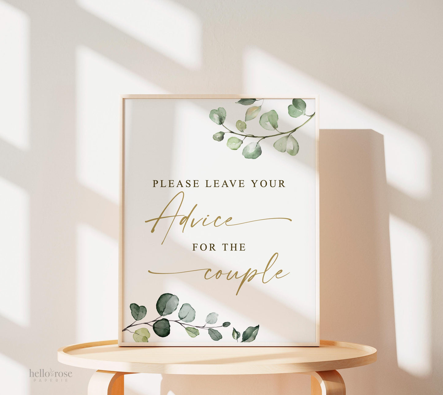 Advice for the Couple Sign and Card, Greenery, Personalized Bridal Shower Wedding Game, PRINTABLE Editable Template Download Templett G2-T