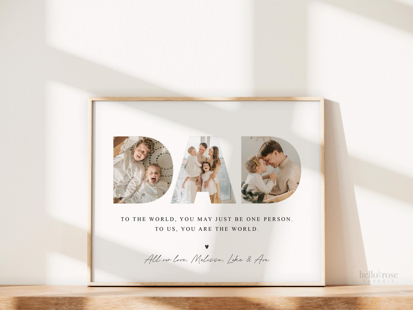 DAD Personalized Photo Gift for Daddy, Established Gift from Wife and Kids, PRINTABLE Personalized Birthday Gift from Children, DOWNLOAD