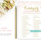 Celebrity Couples Quiz . Famous Couples Bridal Shower Game . Pink and Gold Bridal Shower . Blush Pink and Gold . DIY Printable Download