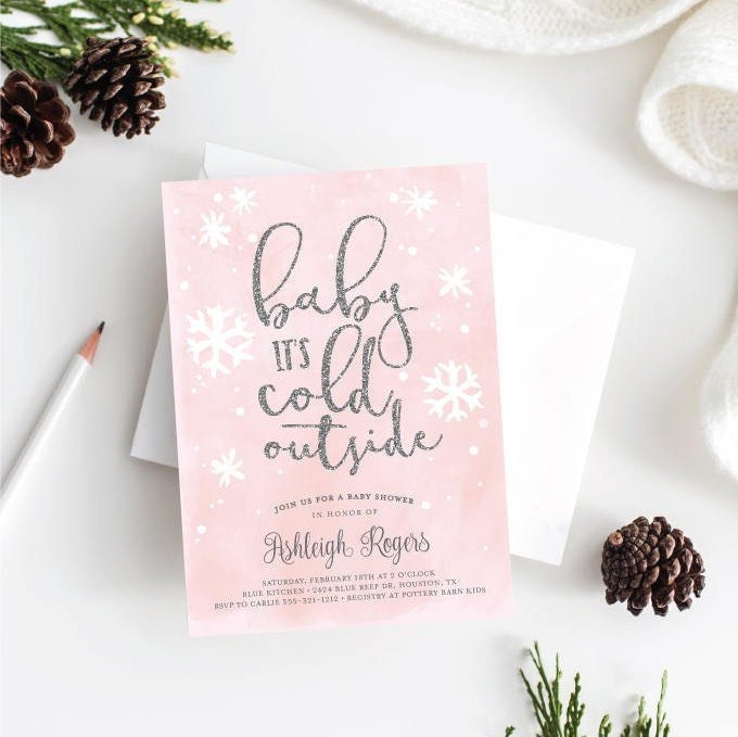 Baby Word Scramble Baby Shower Game . Baby its Cold Outside Pink and Silver Girl . Winter Wonderland . PRINTABLE Instant Digital Download