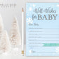 Well Wishes for Baby Card . Baby Shower Game . Baby It's Cold Outside Boy . Winter Snowflakes Blue and Silver . Printable Instant Download