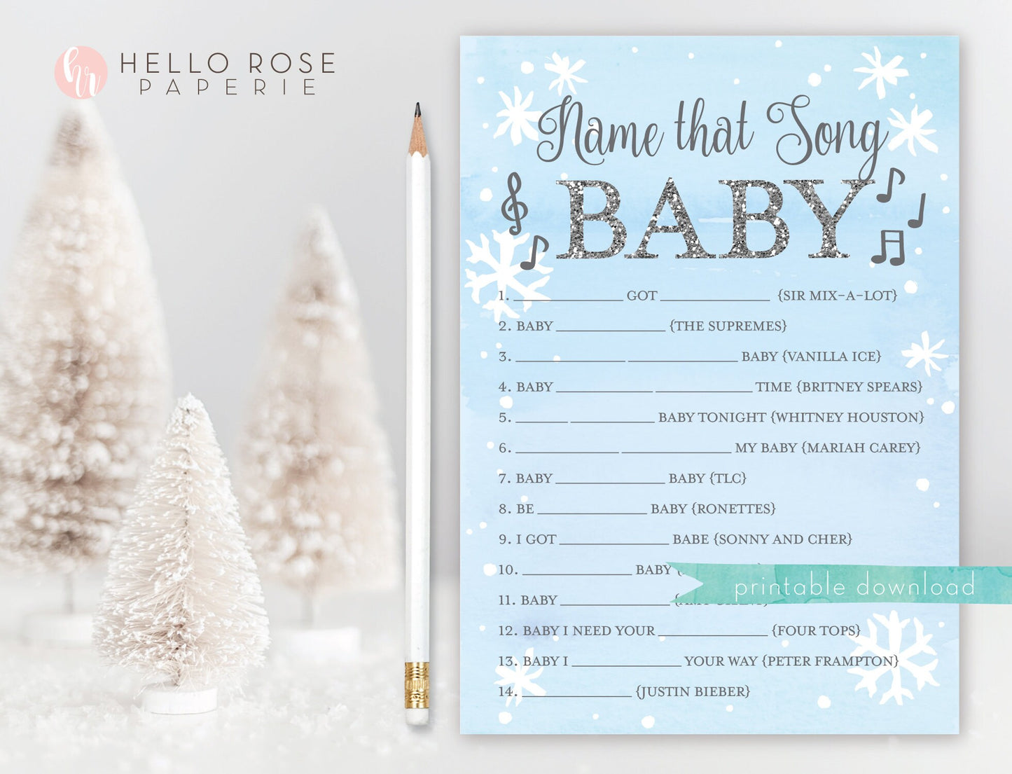 Baby Shower Boy Games Set 8 Games Printable . Blue and Silver Winter Wonderland Snowflakes Baby its Cold Outside . Instant Download Bundle