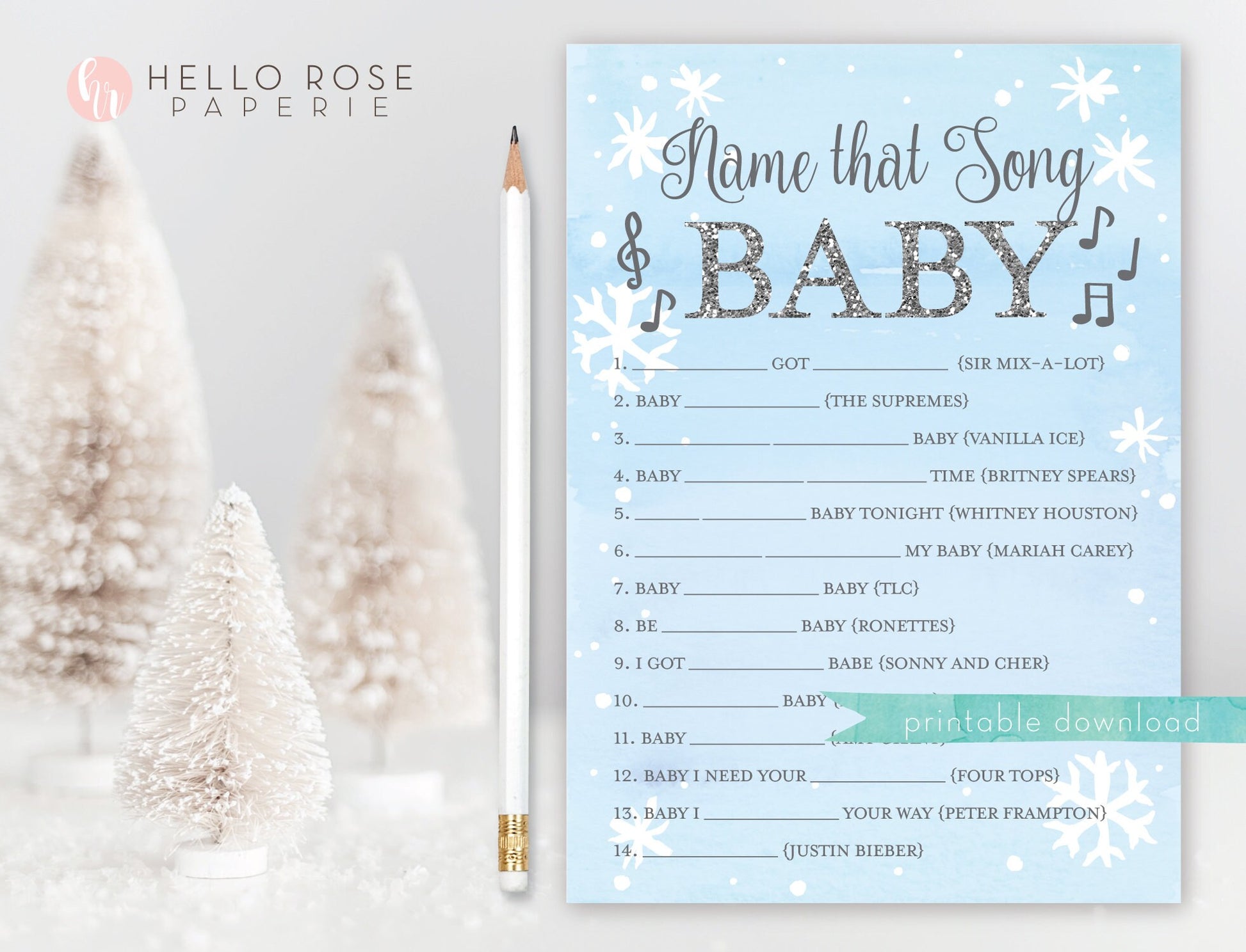 Baby Shower Boy Games Set 8 Games Printable . Blue and Silver Winter Wonderland Snowflakes Baby its Cold Outside . Instant Download Bundle