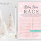 Baby Name Race Game . Winter Wonderland Girl Baby Shower Game . Baby its Cold Outside . Pink and Silver Glitter . Printable Instant Download